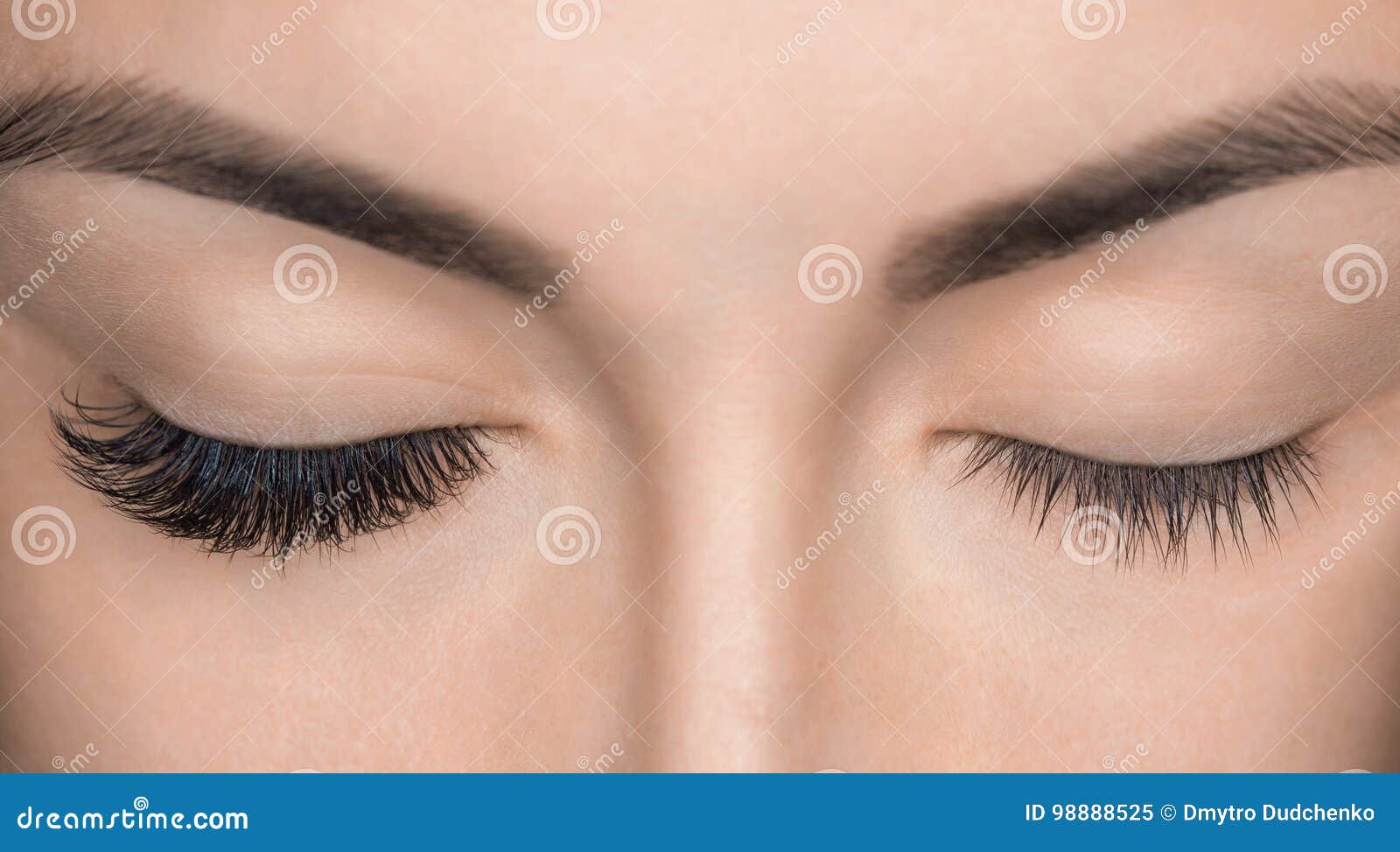 eyelash removal procedure close up. beautiful woman with long lashes in a beauty salon
