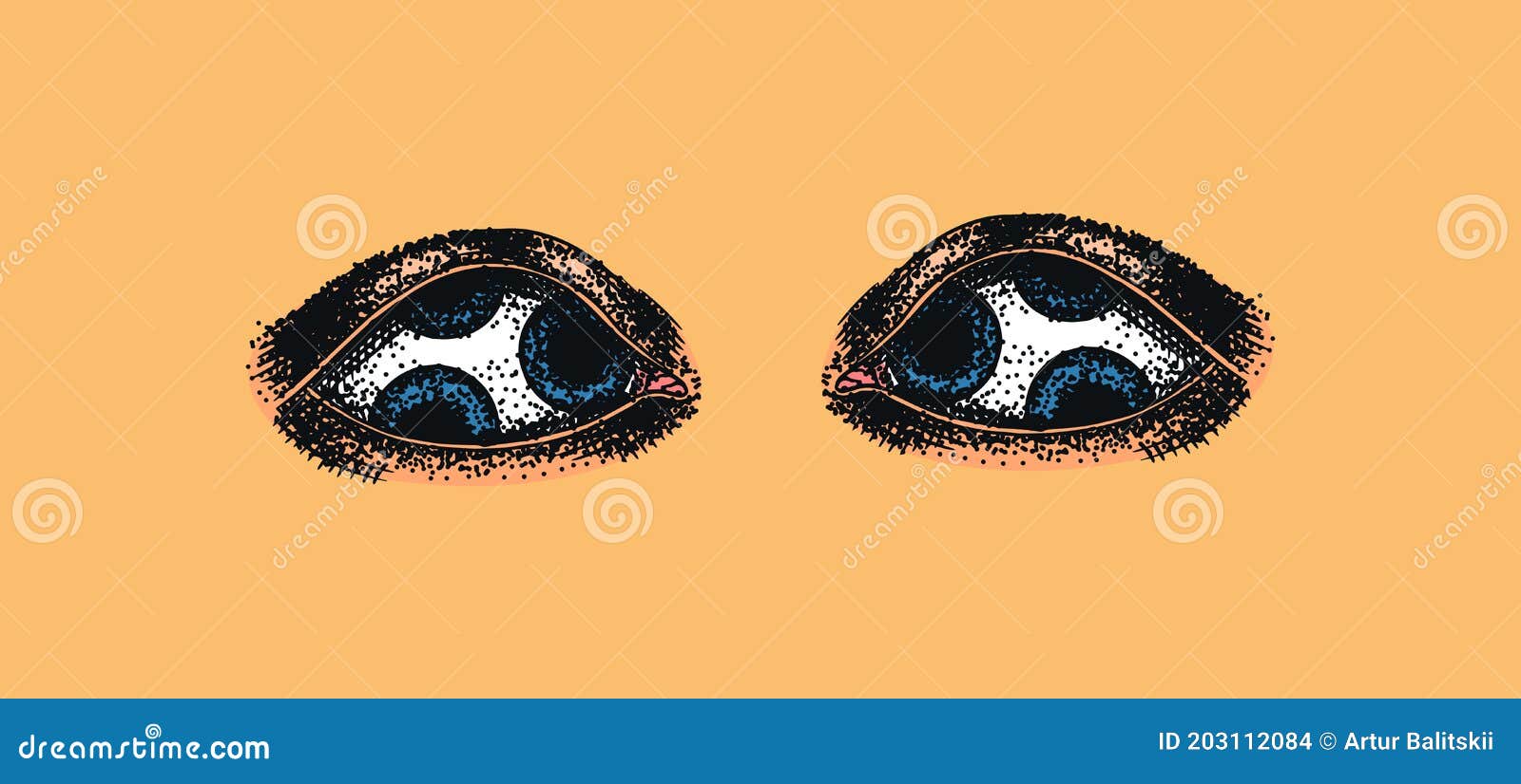 eyes of the gorgon jellyfish for tattoo or label. lizard look. engraved hand drawn line art.  