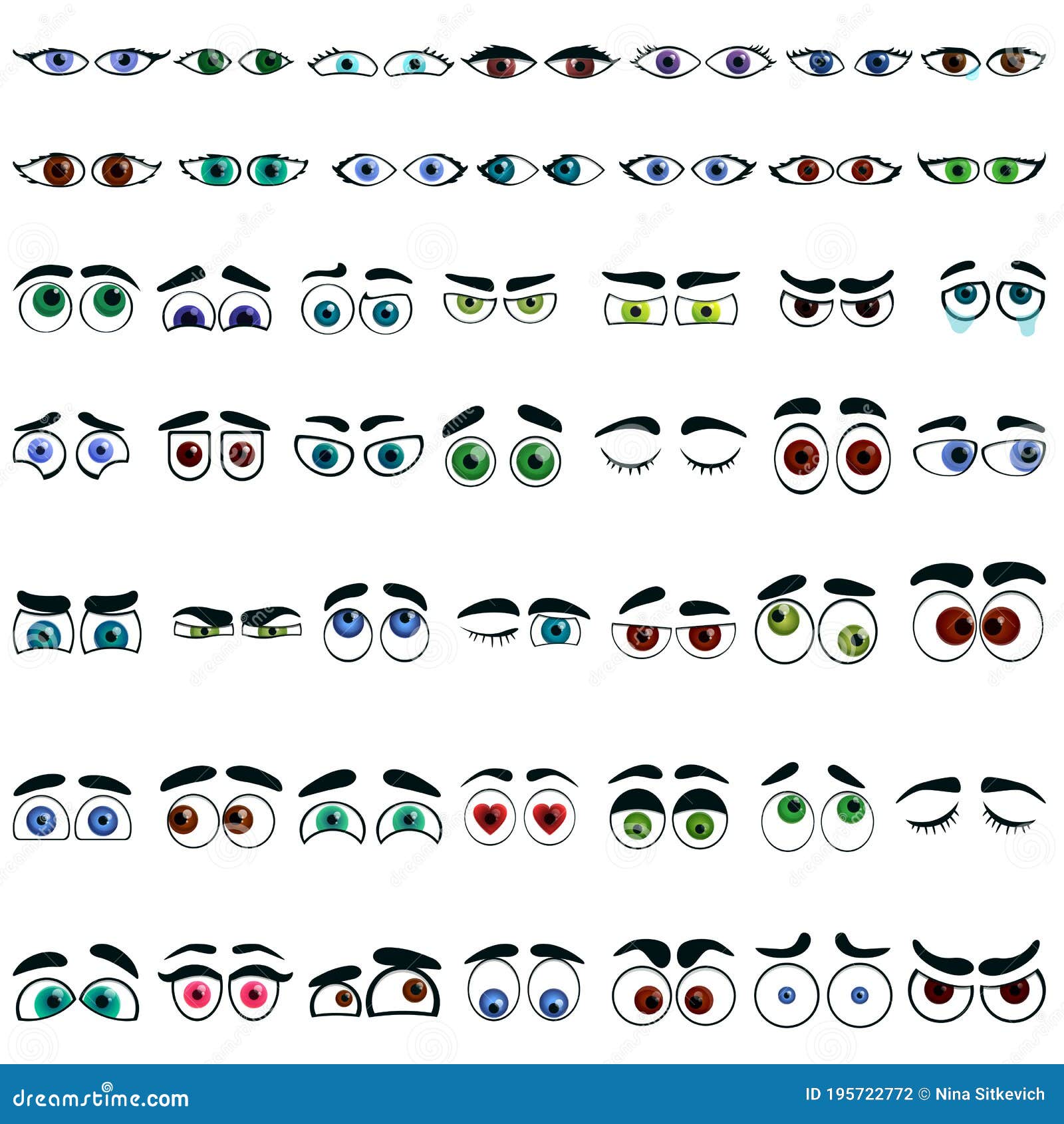 Eyes Icons Set, Cartoon Style Stock Vector Illustration of anatomy