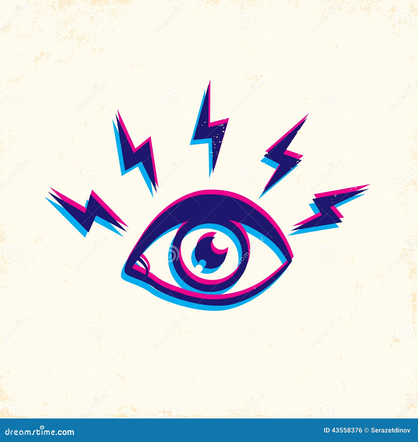 Eyes and lightning stock vector. Illustration of painting - 43558376