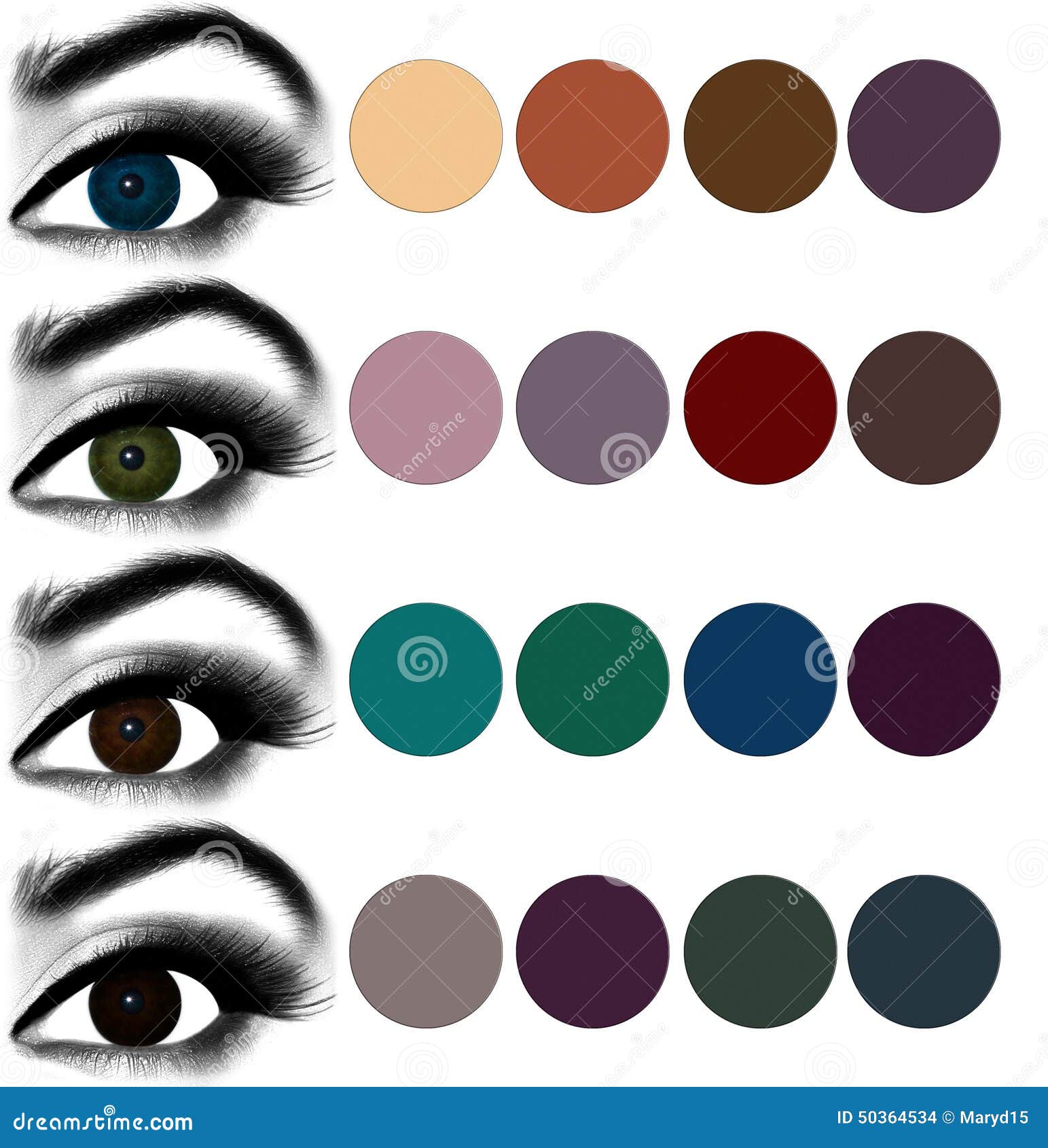 eyes makeup.matching eyeshadow to eye color. stock