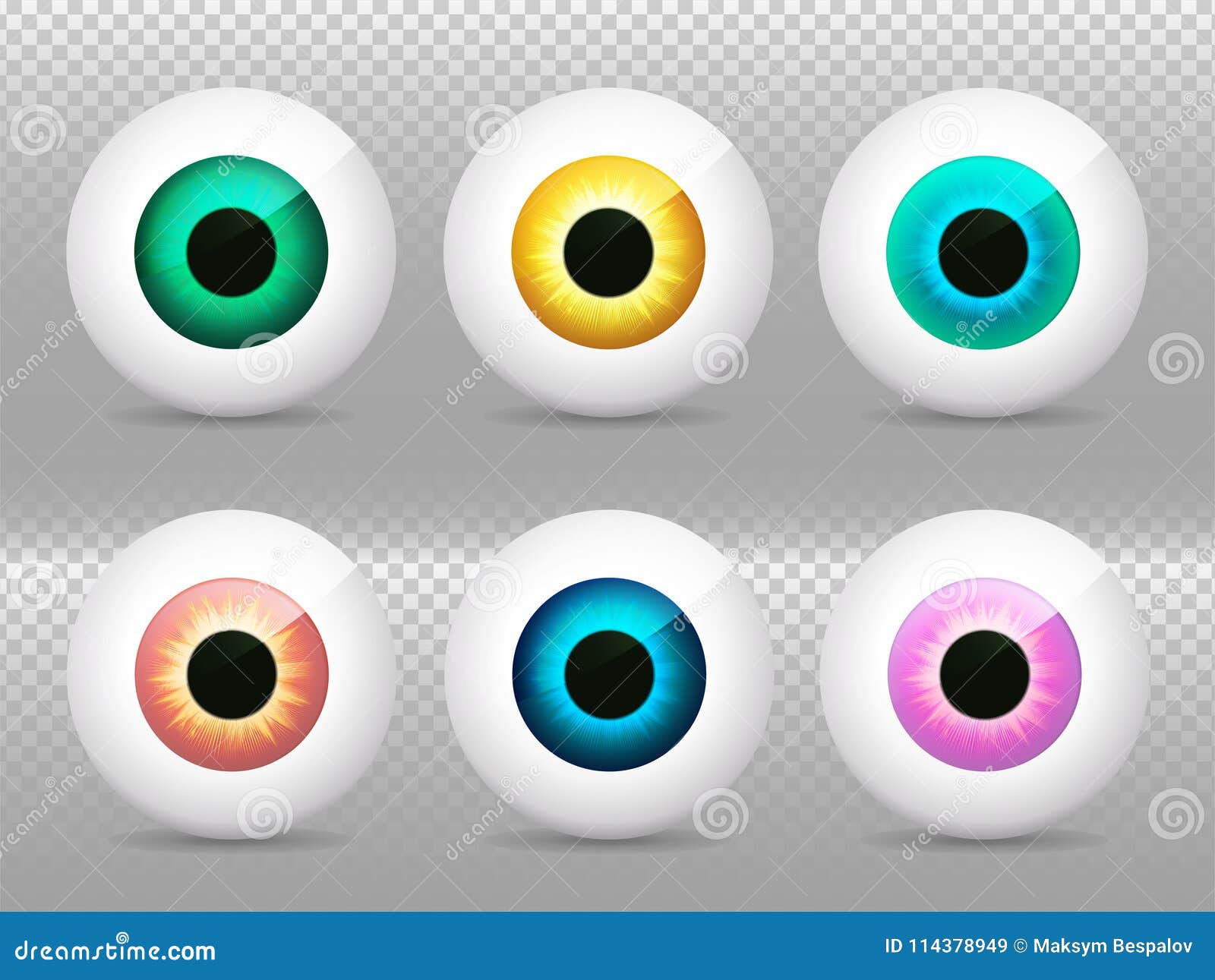 Eyes Set. Realistic 3d Eyeballs Vector Illustration.Real Human Iris,pupil  and Eye .Blue, Green, Yellow, Red, Purple, Violet Colors Stock Vector -  Illustration of ball, green: 114378949