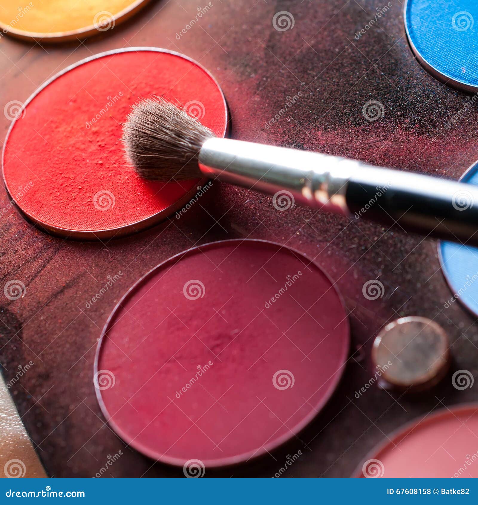 Eyeshadow and Brush Close Up Square Composition Stock Photo Image