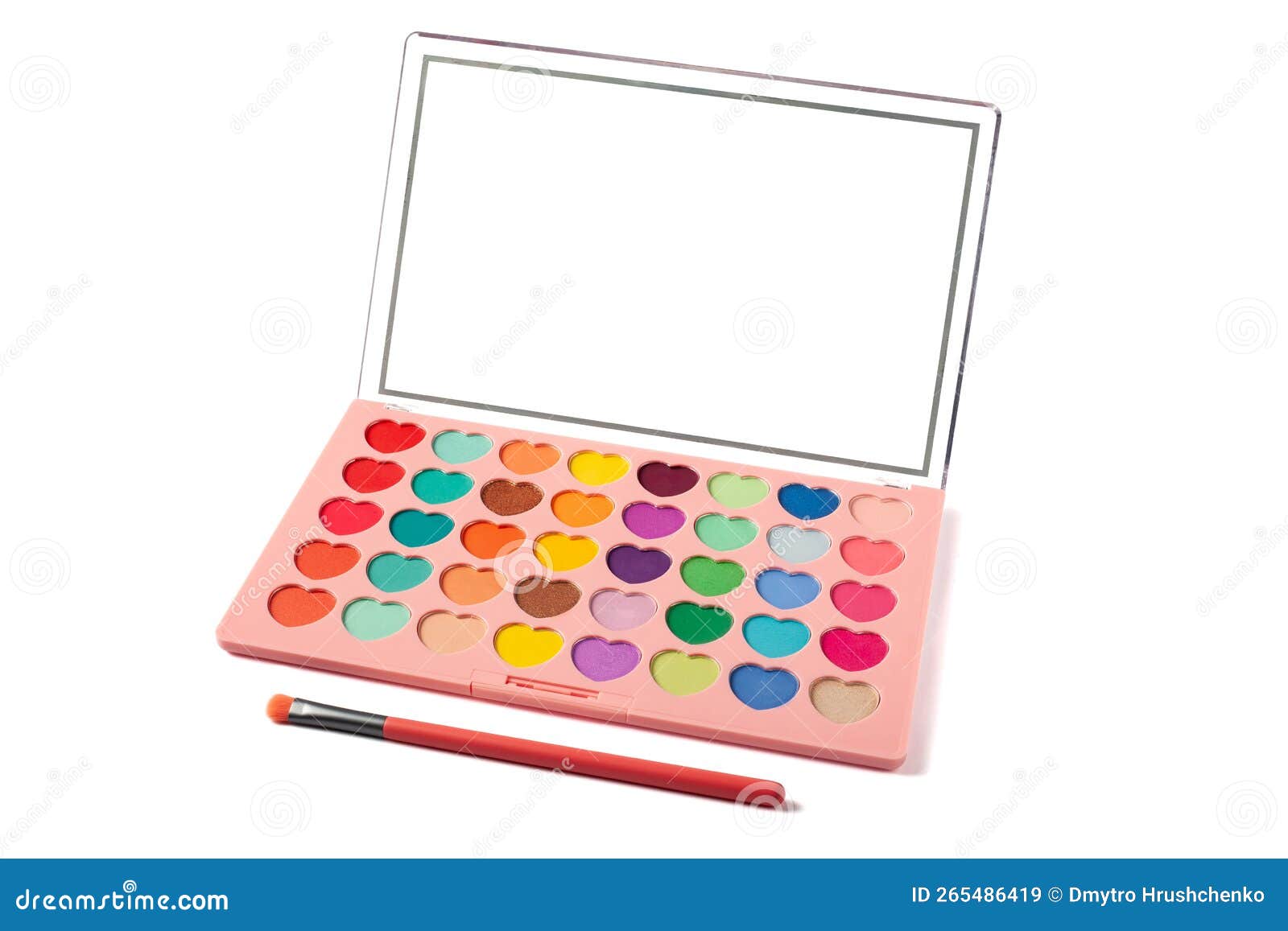 Eyeshadow Palette for Makeup with Make Up Brush Isolated on White