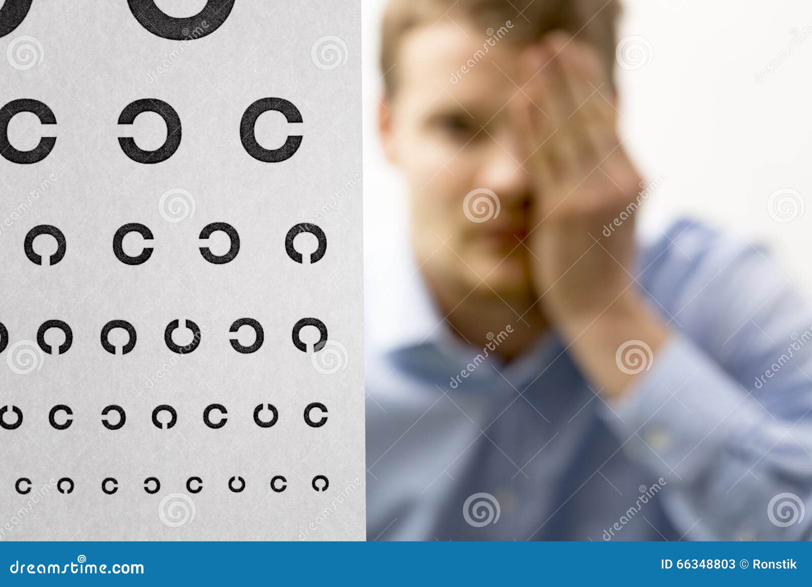 Eyesight Check. Male Patient Under Eye Vision Examination Stock Image