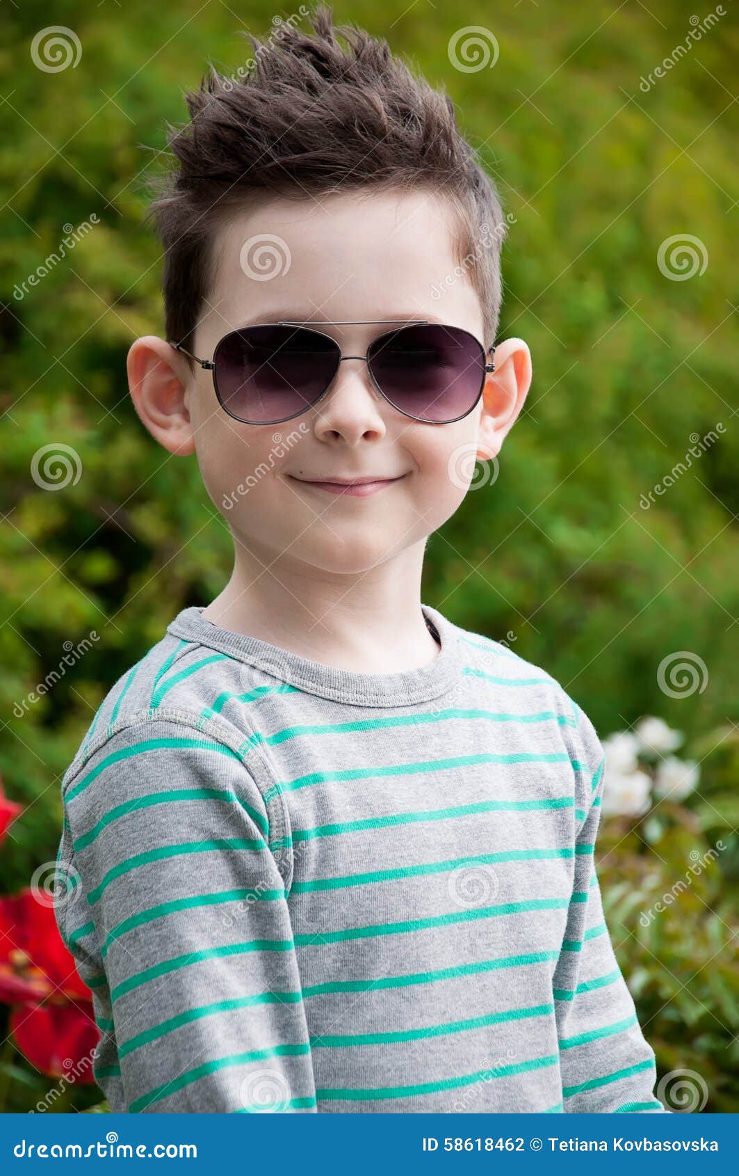 Eyewear Concept. Stylish Baby Boy with Dark Hair in Trendy Sungl ...