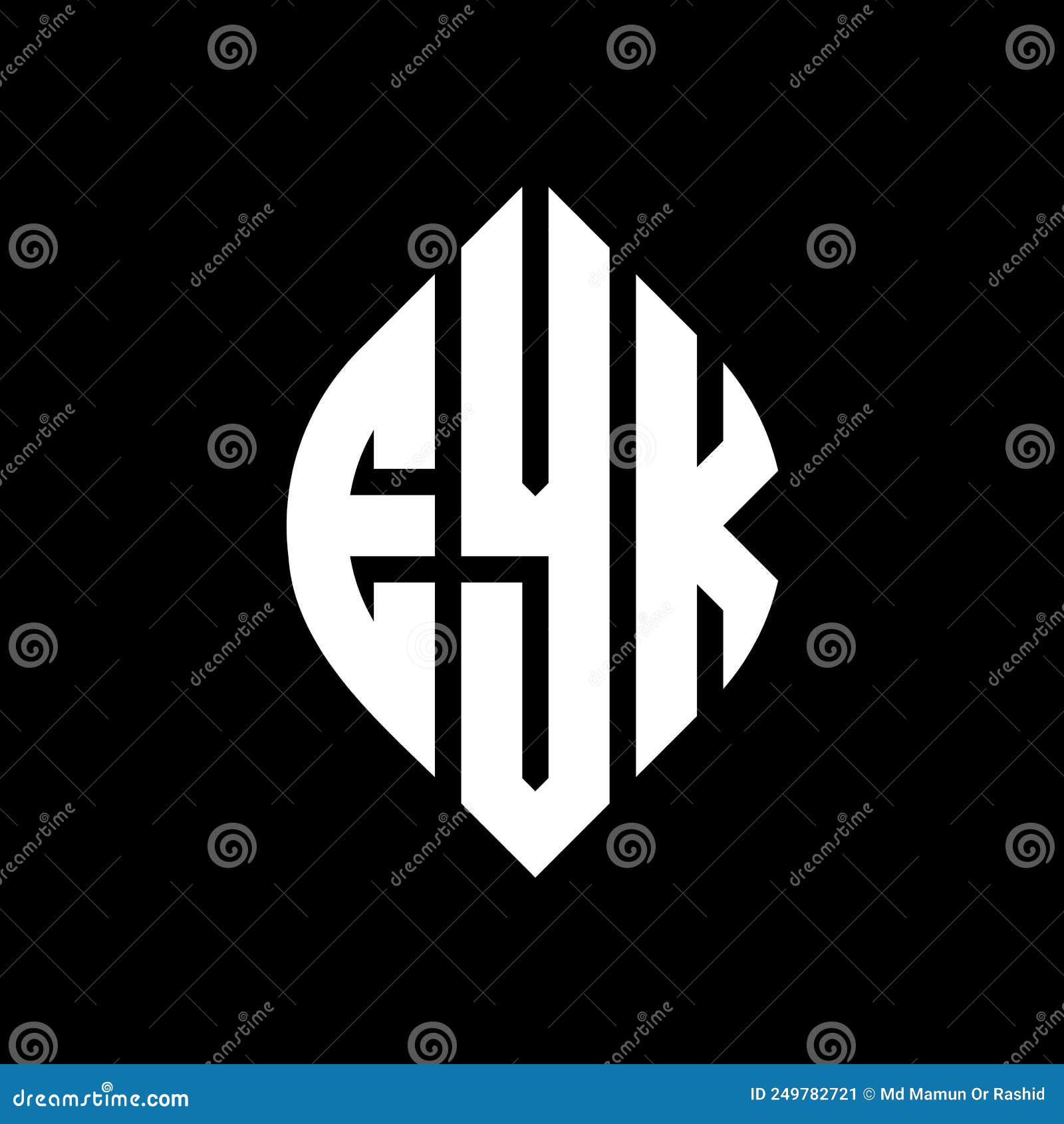 eyk circle letter logo  with circle and ellipse . eyk ellipse letters with typographic style. the three initials form a