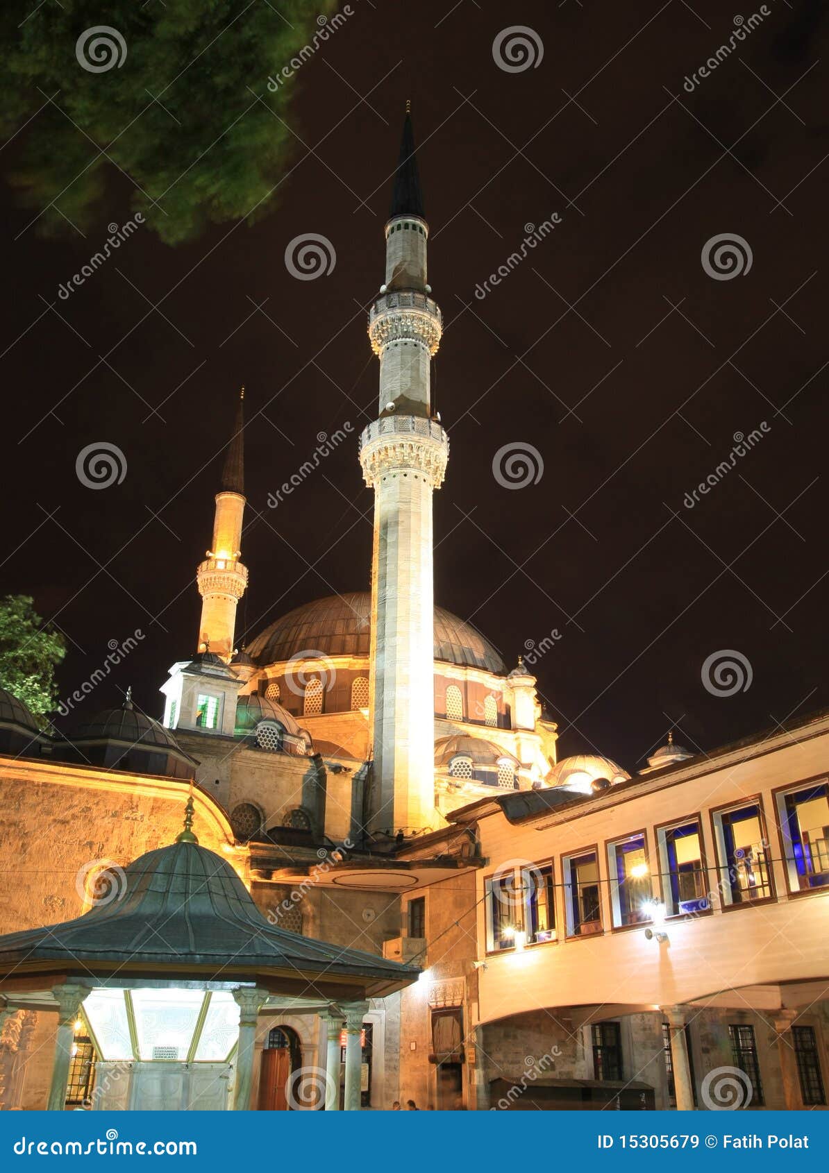 eyup sultan mosque at night, istanbul, turkey
