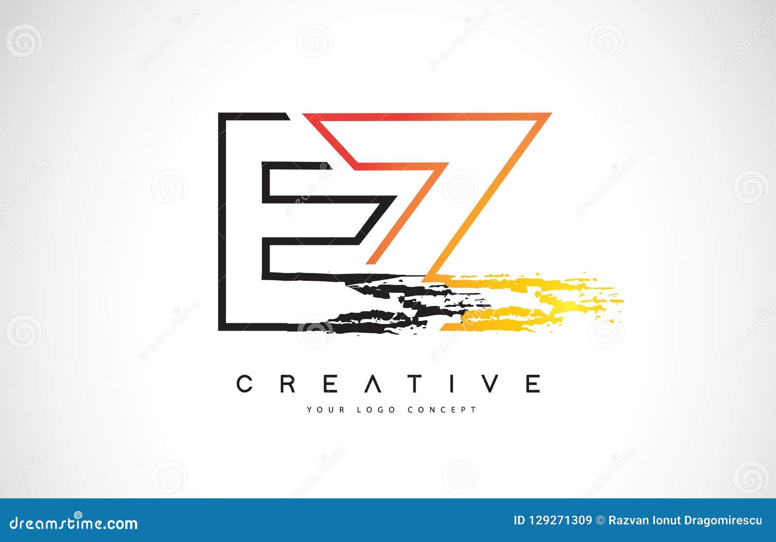 EZ Creative Modern Logo Design with Orange and Black Colors. Mon Stock