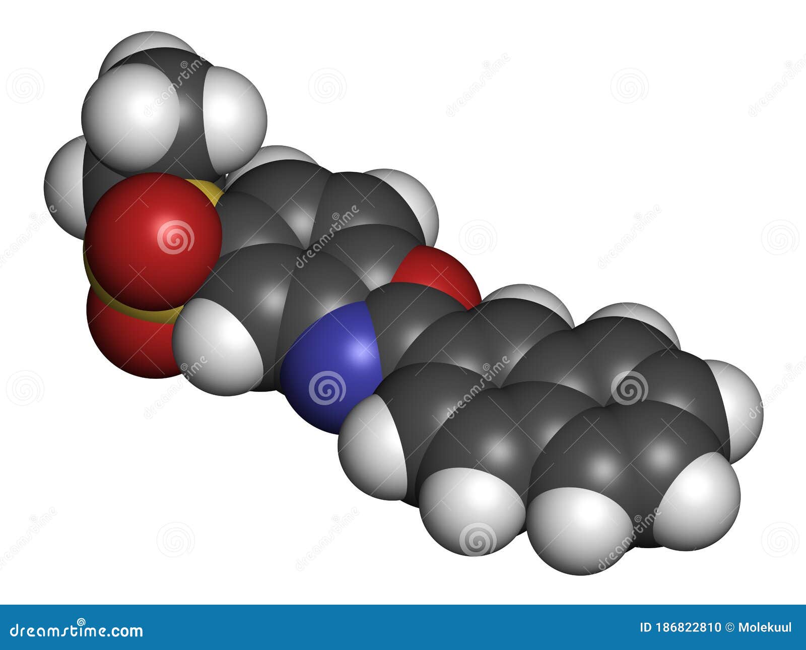 ezutromid duchene muscular dystrophy drug molecule. activator of utrophin. 3d rendering. atoms are represented as spheres with