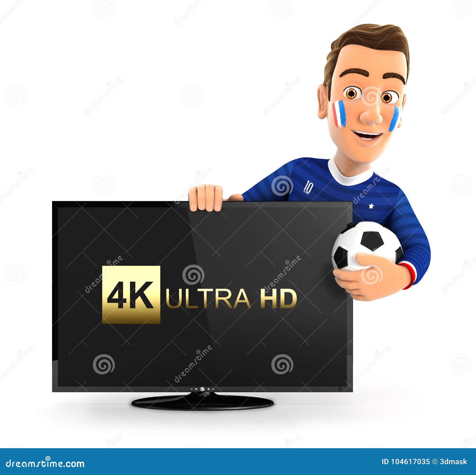 Futebol na televisão 3d ilustração stock. Ilustração de direto