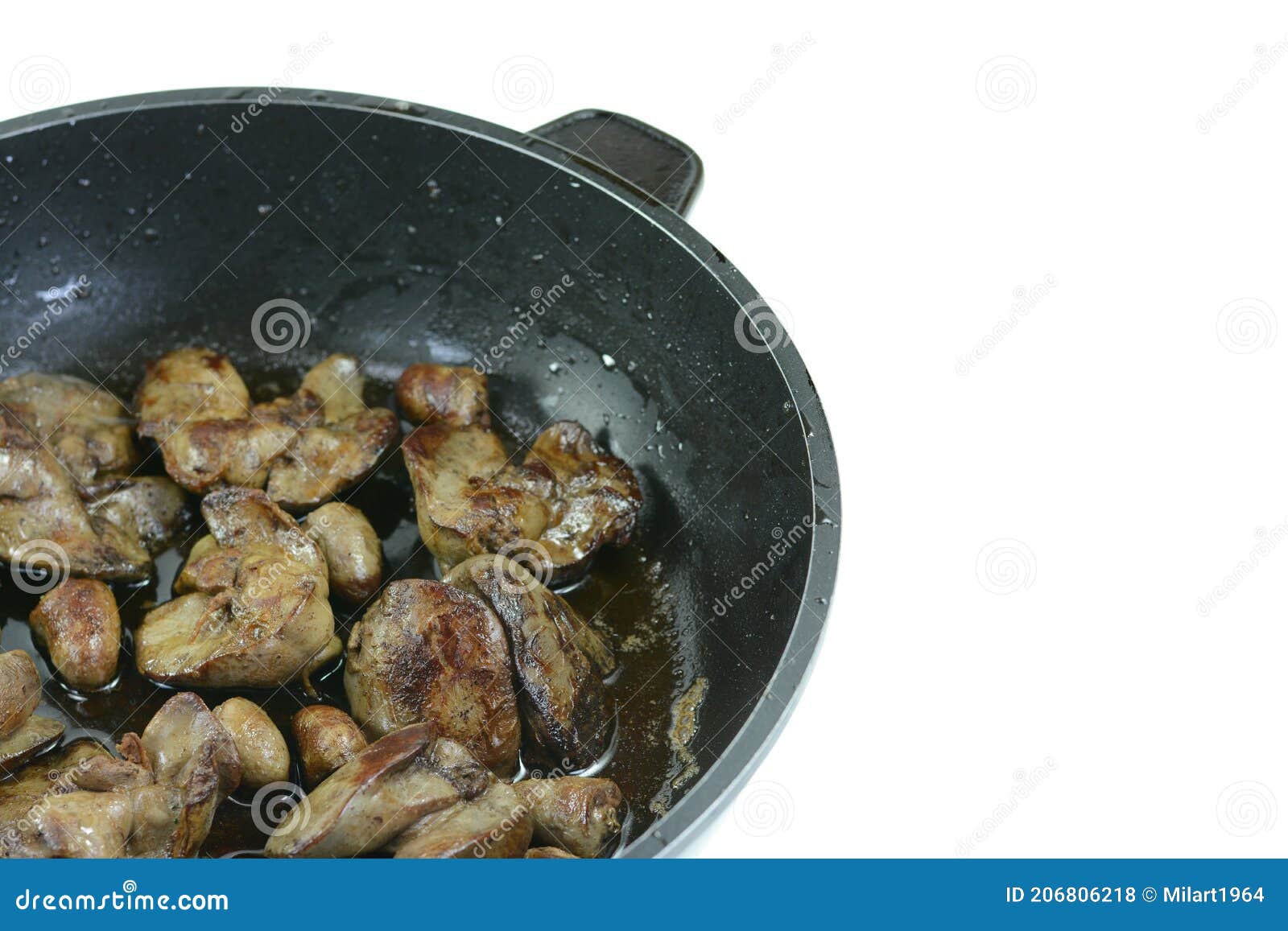 Fígado De Frango Frito Em Frigideira Foto de Stock - Imagem de  refrescamento, alimento: 206806218