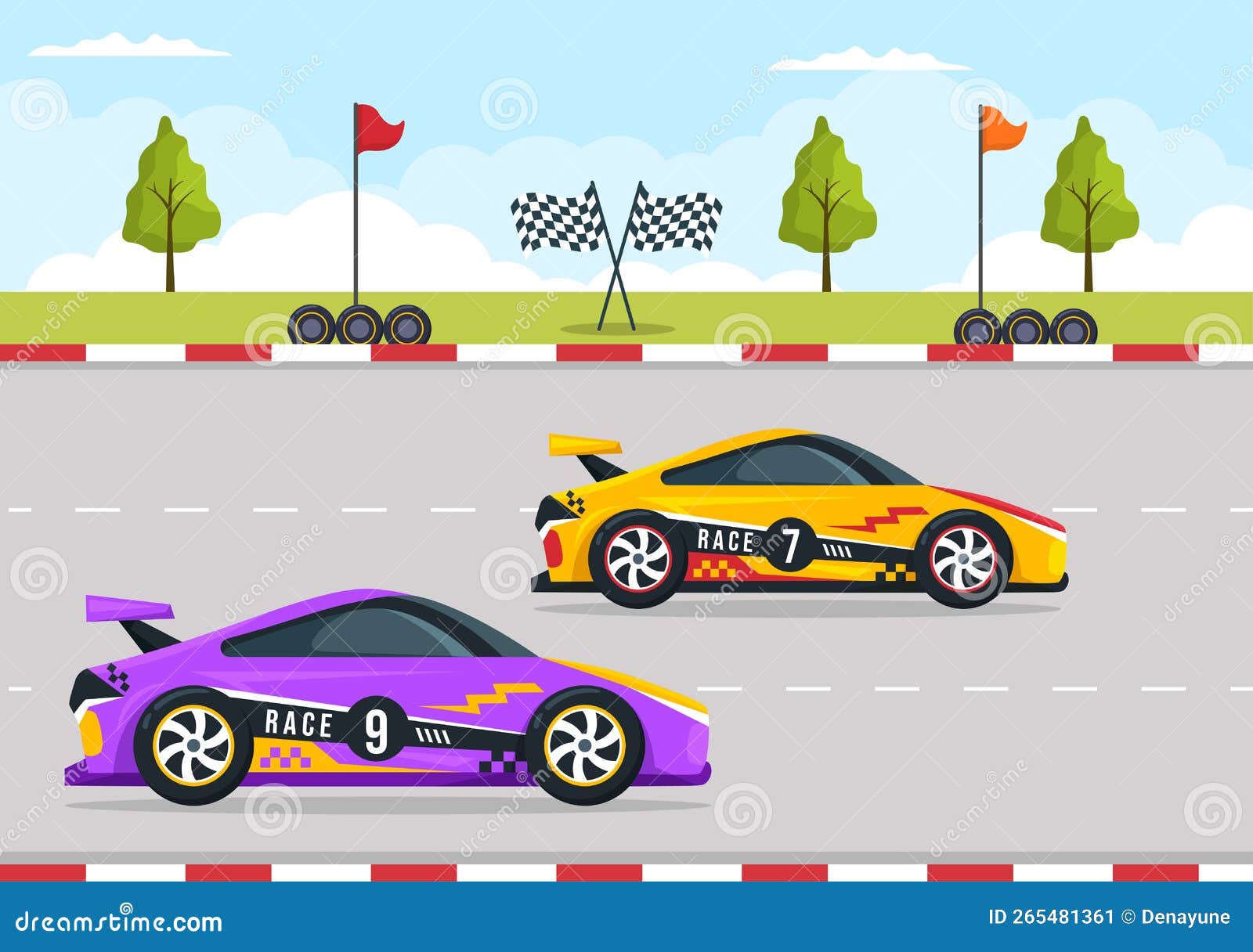 Fórmula De Corrida De Carros Alcança Em Circuito De Corrida a Ilustração De  Desenho Animado Da Linha De Chegada Para Ganhar O Camp Ilustração do Vetor  - Ilustração de linha, transporte: 265481361