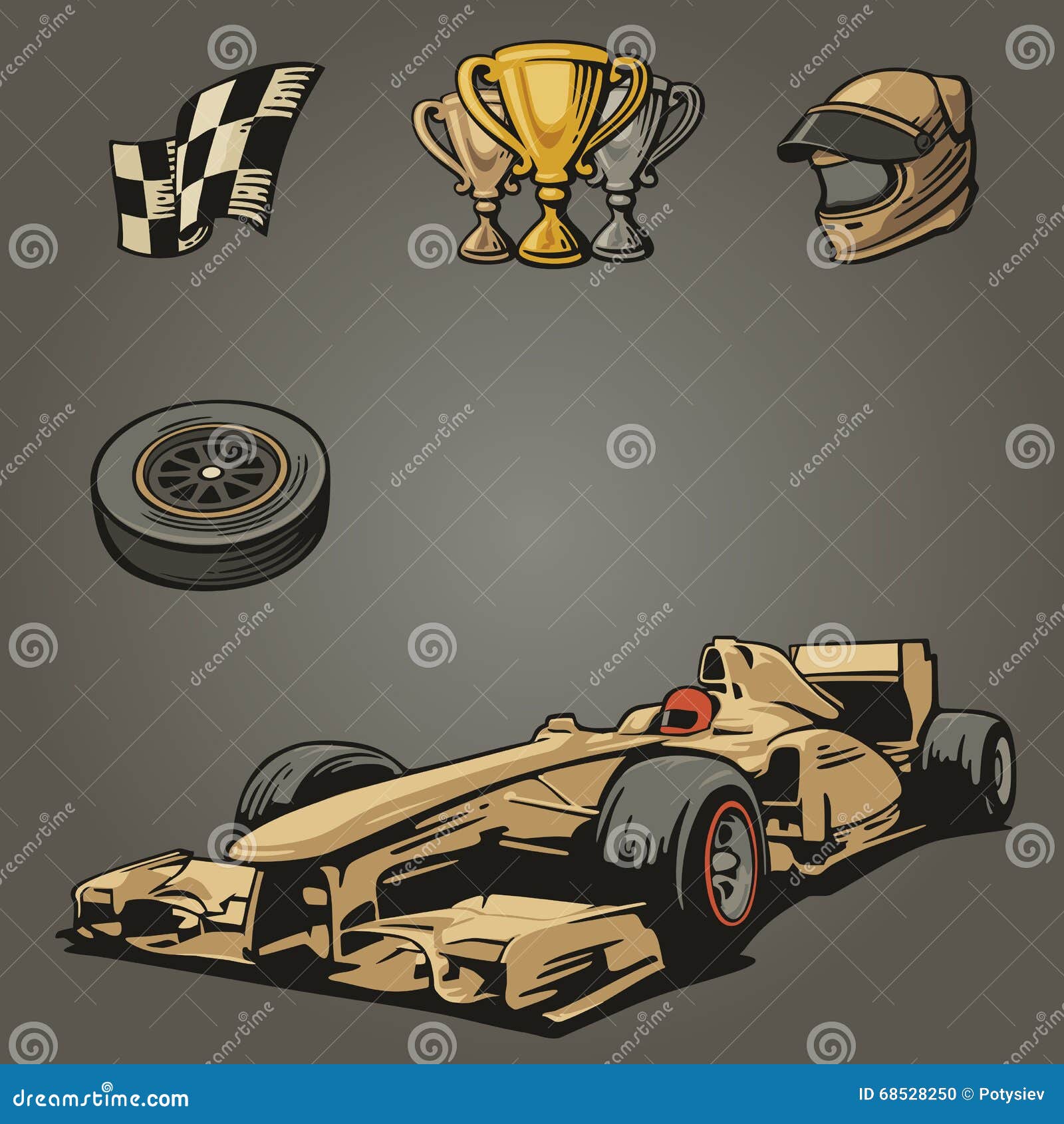 F1 Car sport set symbols. stock vector. Illustration of ...