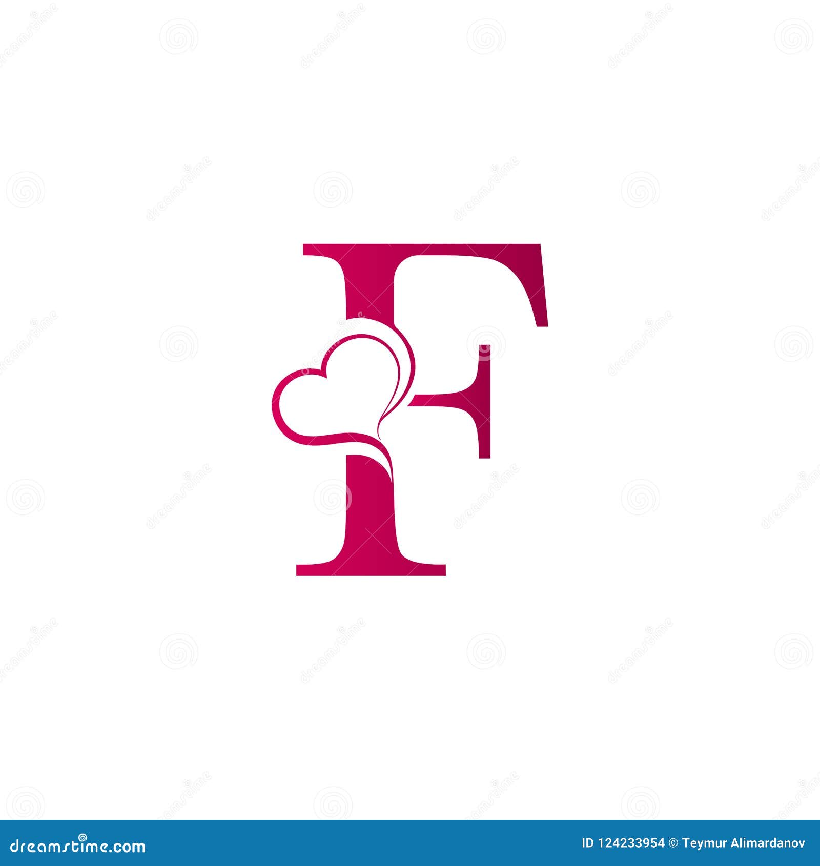 F Letter Logo With Heart Icon, Valentines Day Concept ...