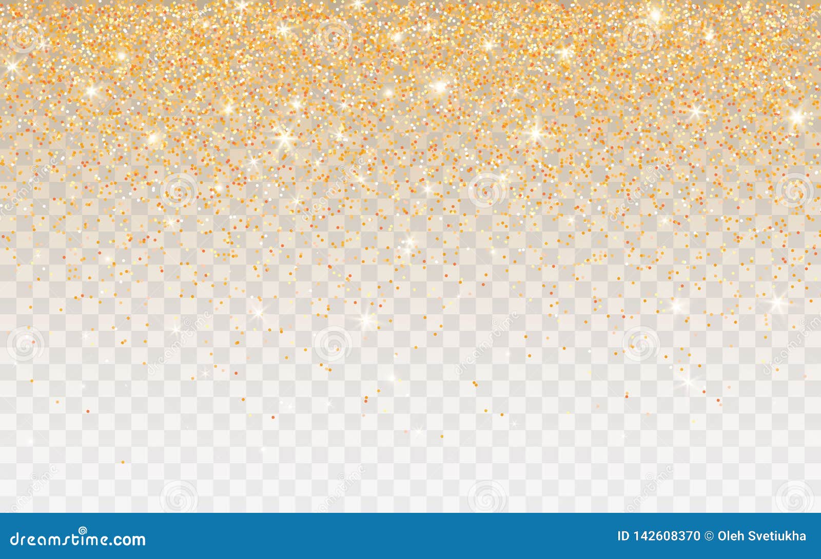 Golden Glitter Sparkle on a Transparent Background. Gold Vibrant