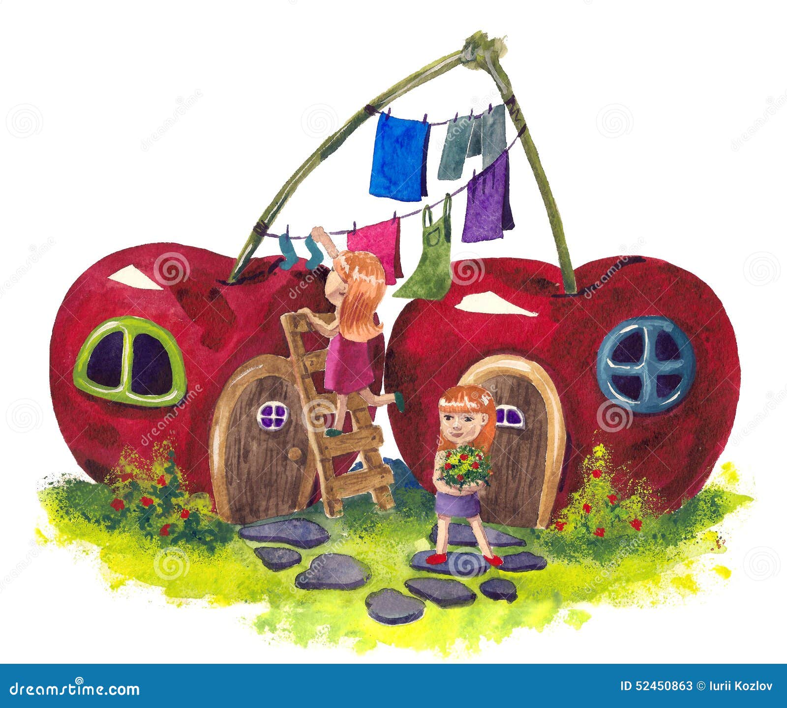 Fable house stock illustration. Illustration of flowers 52450863