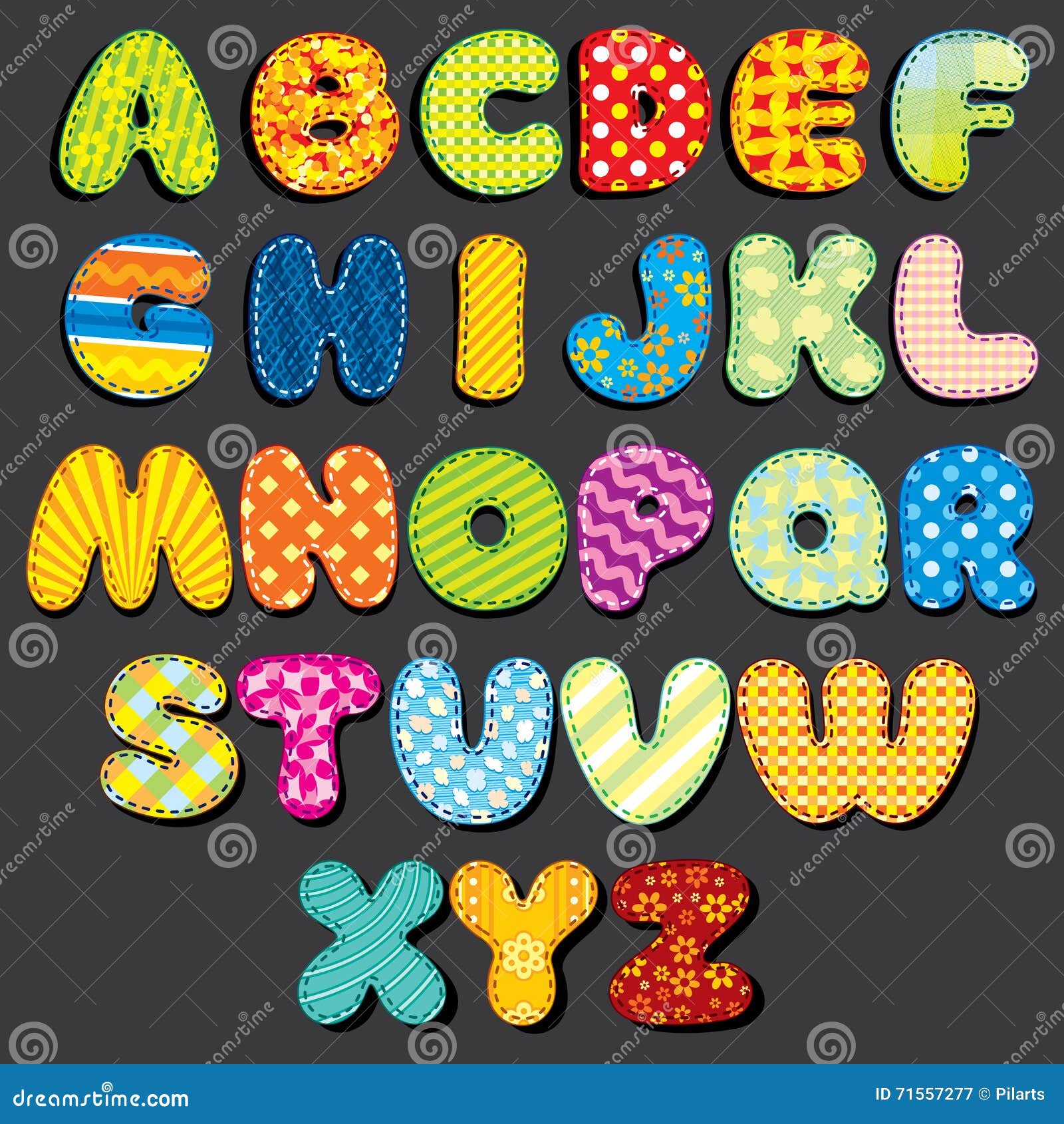 fabric alphabet. fun cartoon letters patches