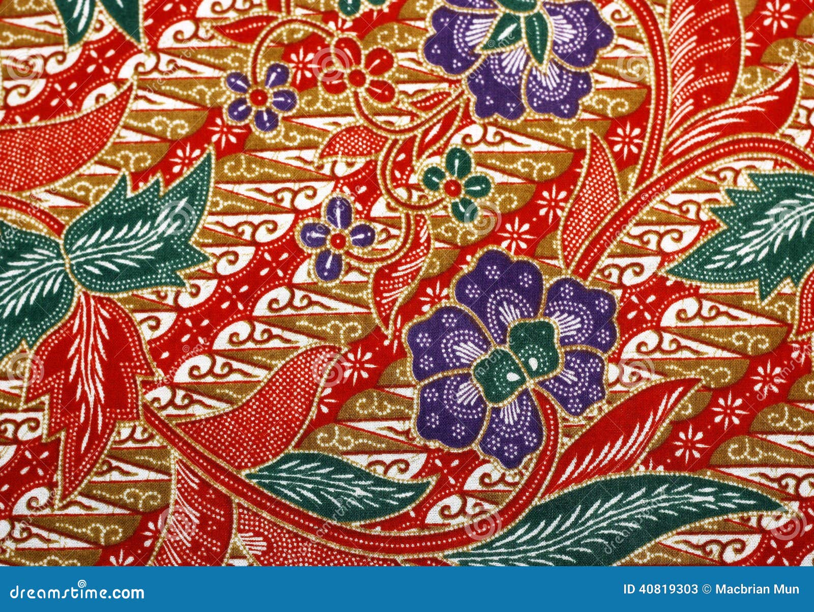 fabric with floral batik pattern