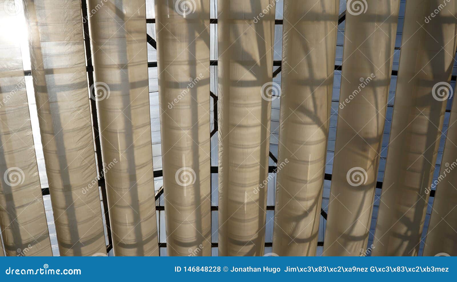 Fabric Hanging Tubes Stock Photo Image Of Long Vertical 146848228