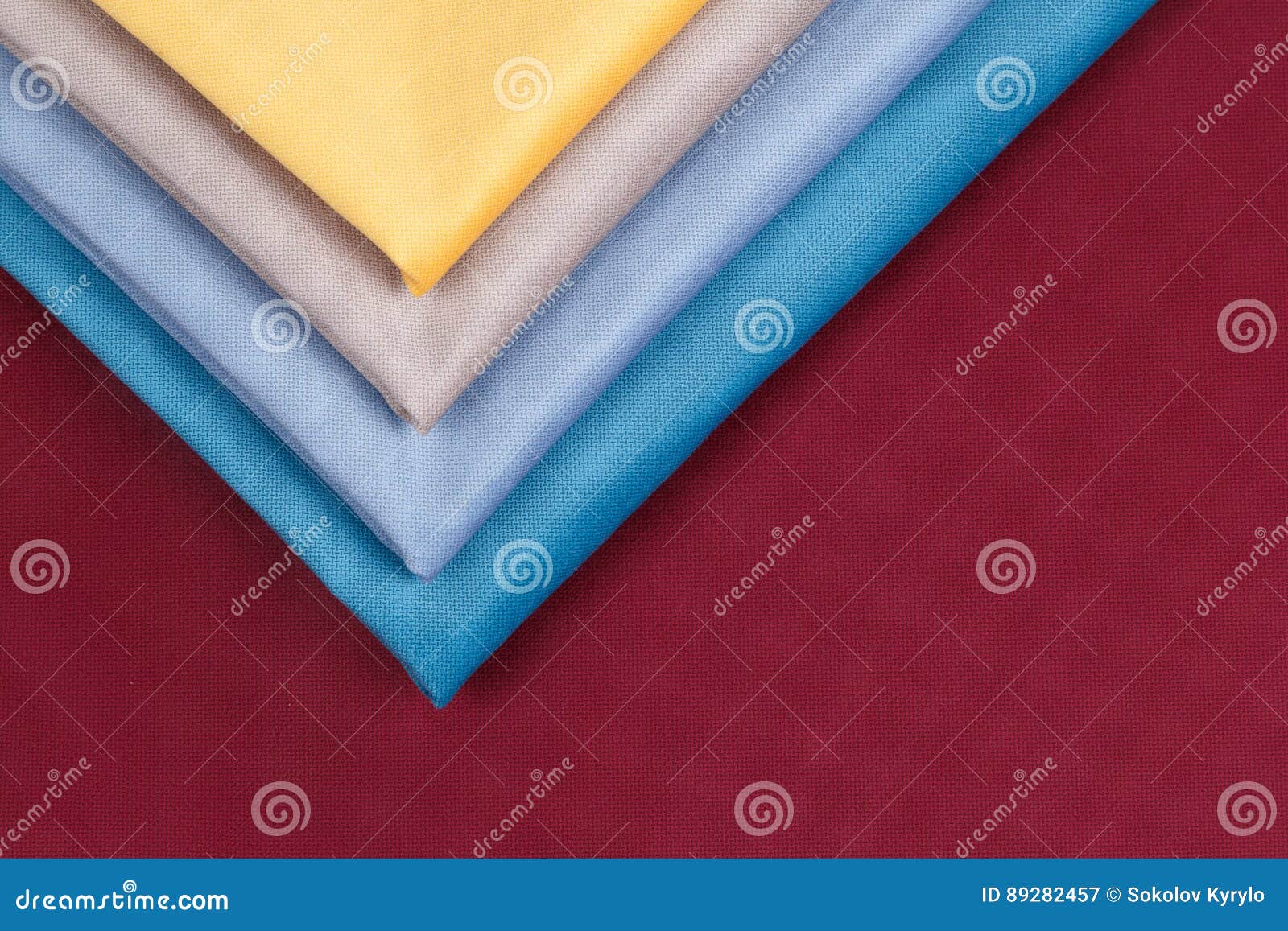 Fabric Neatly Folded, Laid Out with Different Patterns for Design Stock Image Image of