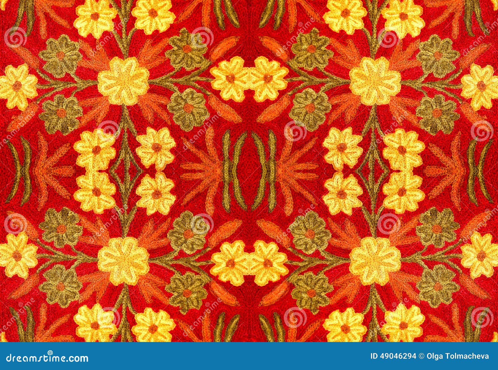 Fabric With A Pattern Of Flowers, Embroidery, Handmade Fabric With A Pattern Of Flowers, Embroidery, Handmade