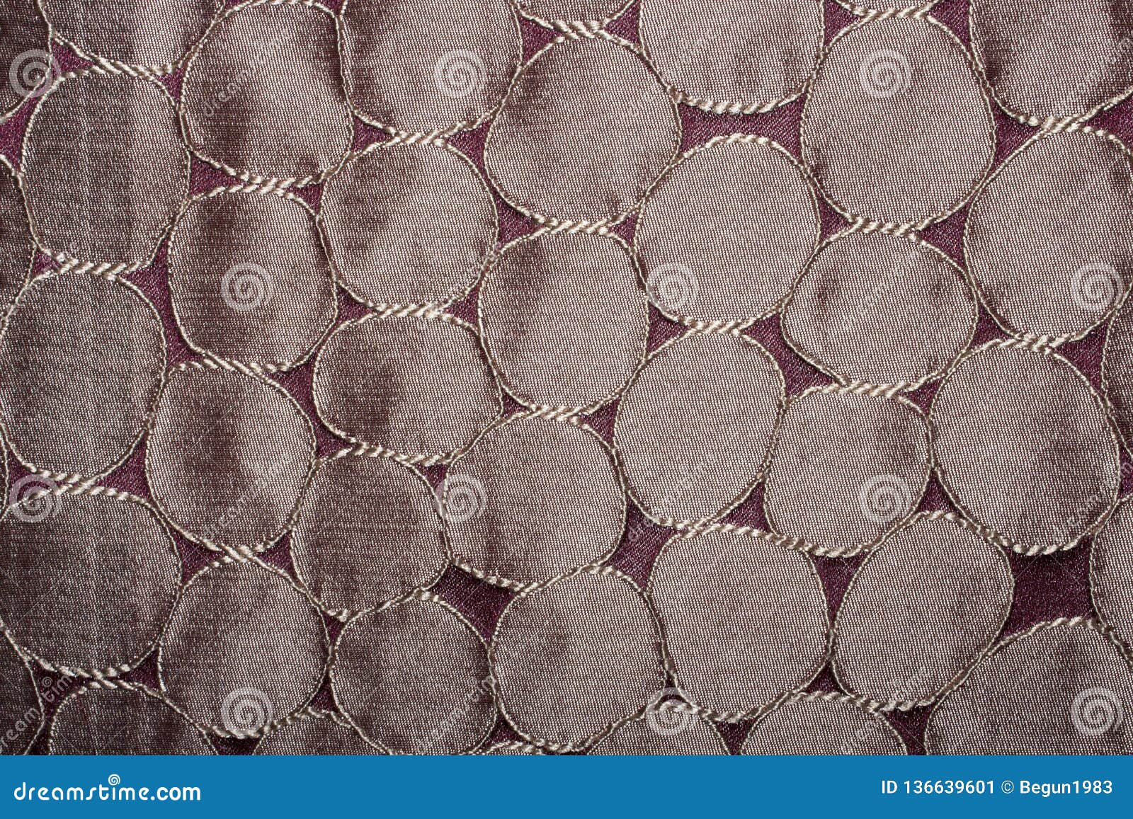 Fabric Texture Embroidered with Round Silk Patterns. Stock Image
