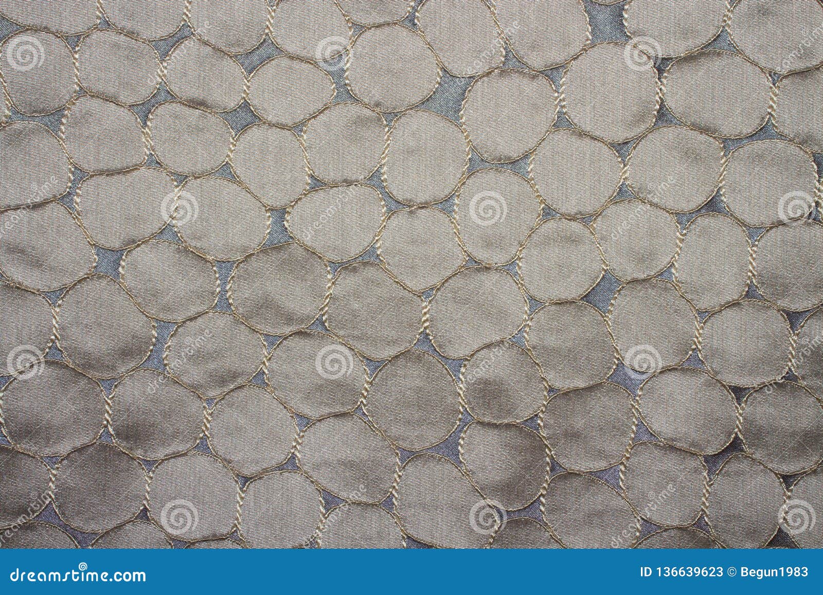 Fabric Texture Embroidered with Round Silk Patterns. Stock Image