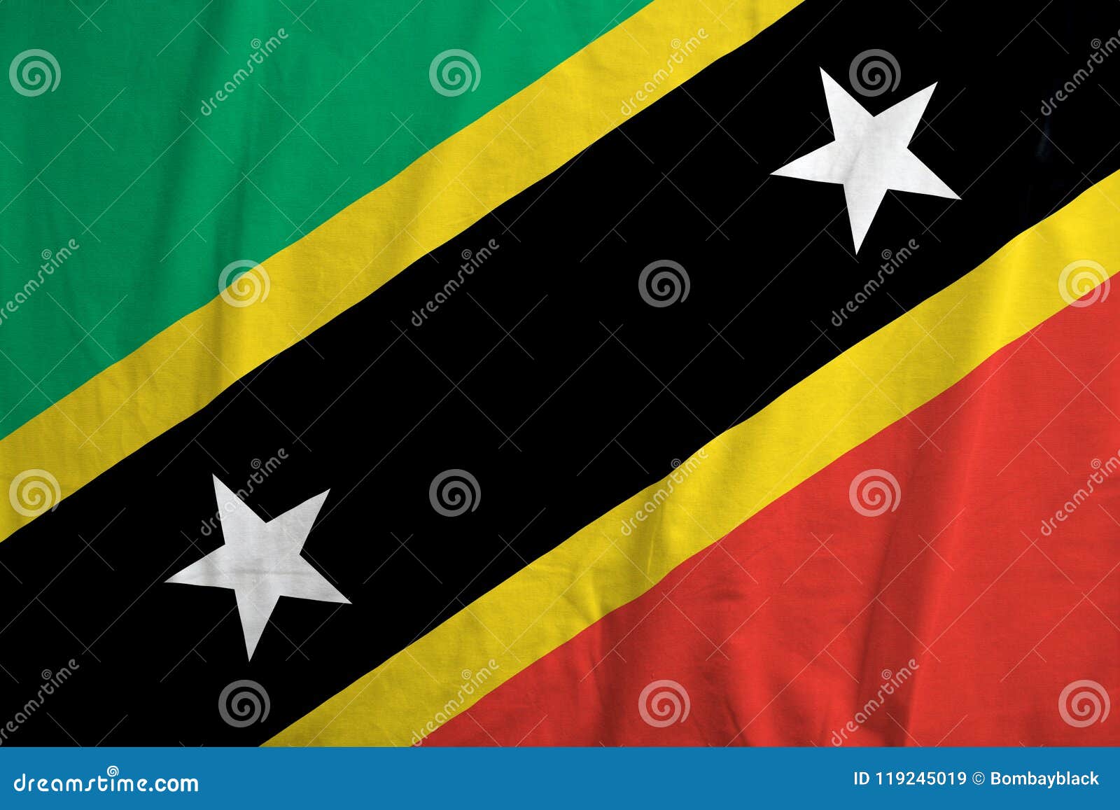 Flag of Saint Kitts and Nevis Waving. Stock Image - Image of insignia