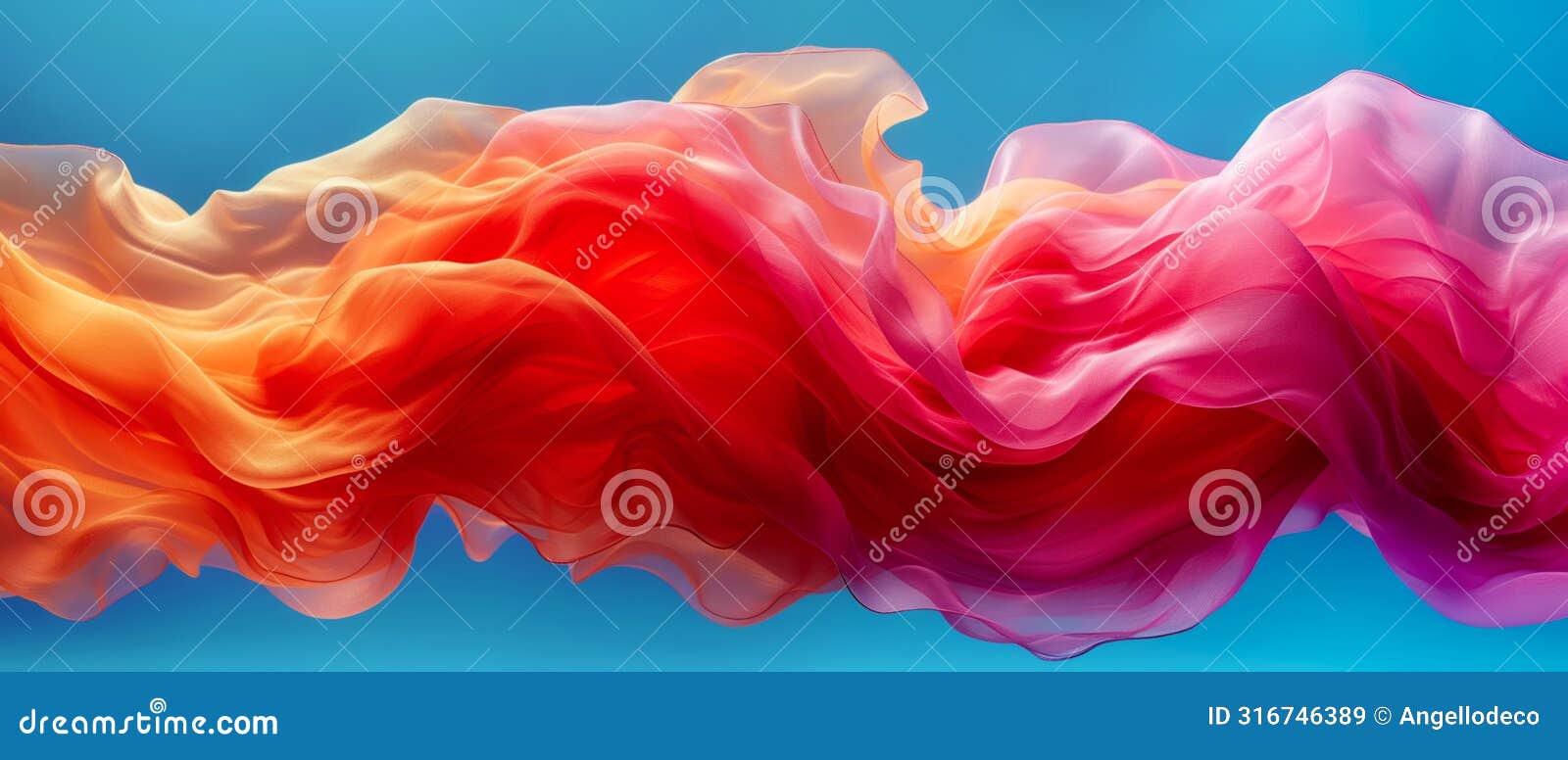 fabric waves in ethereal dynamic flow of warm and cool tones