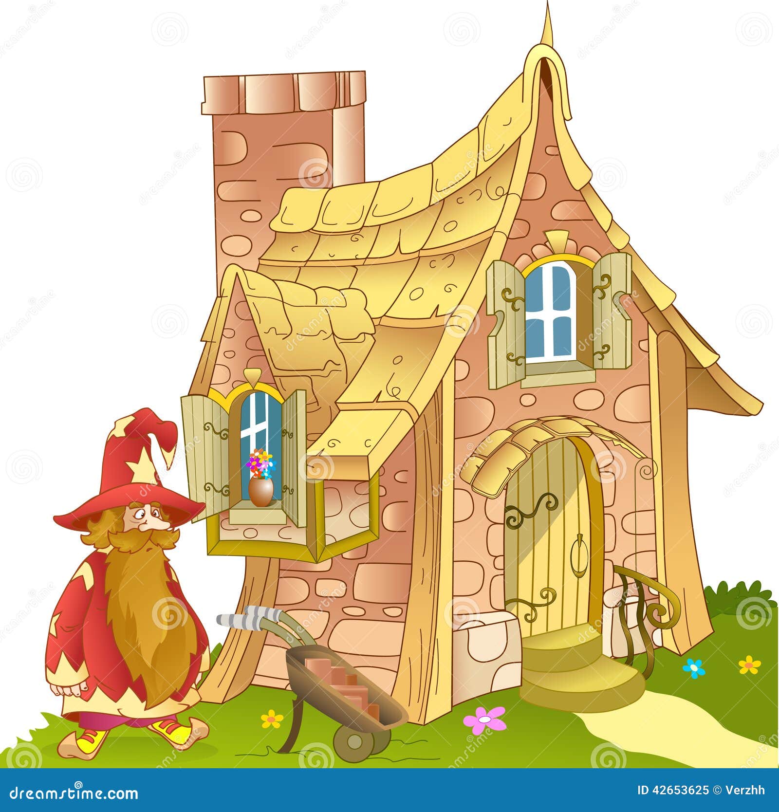 Fabulous House of Made of Stone Stock Vector - Illustration of exterior,  grass: 42653625