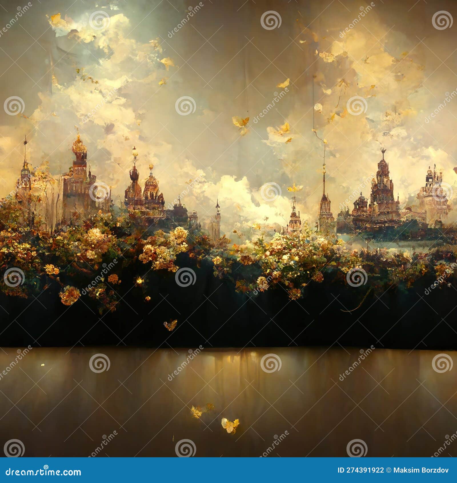 Fabulous Magic Solemn Golden Background Stock Illustration