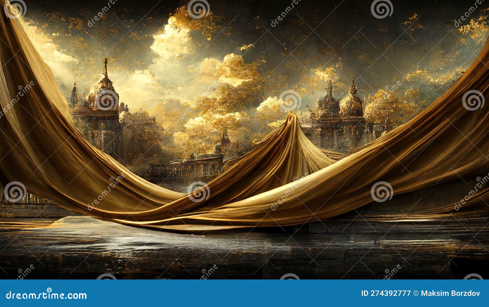 Fabulous Magic Solemn Golden Background. Stock Illustration