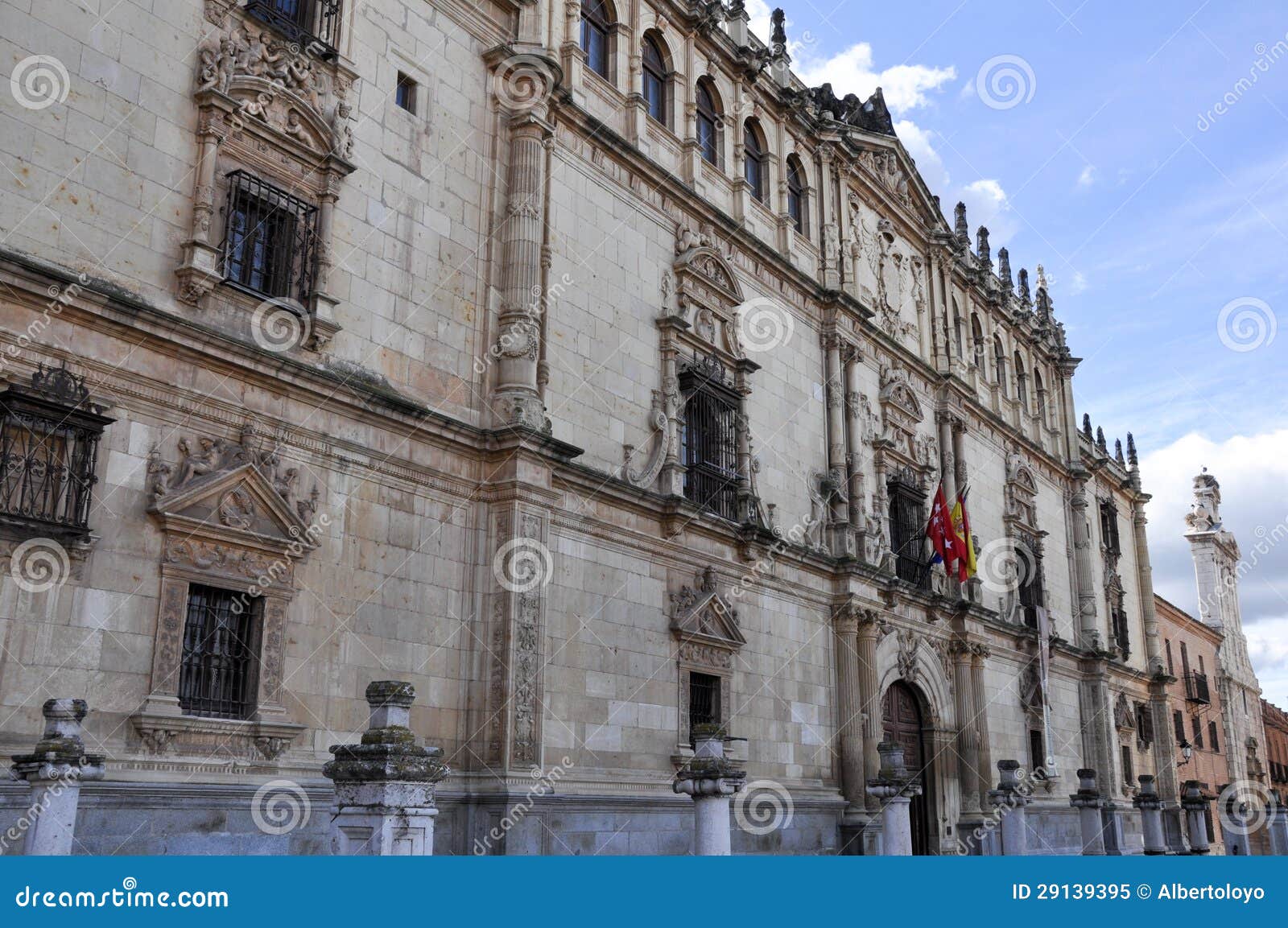 facade of the alcala de henares university, madrid, spain