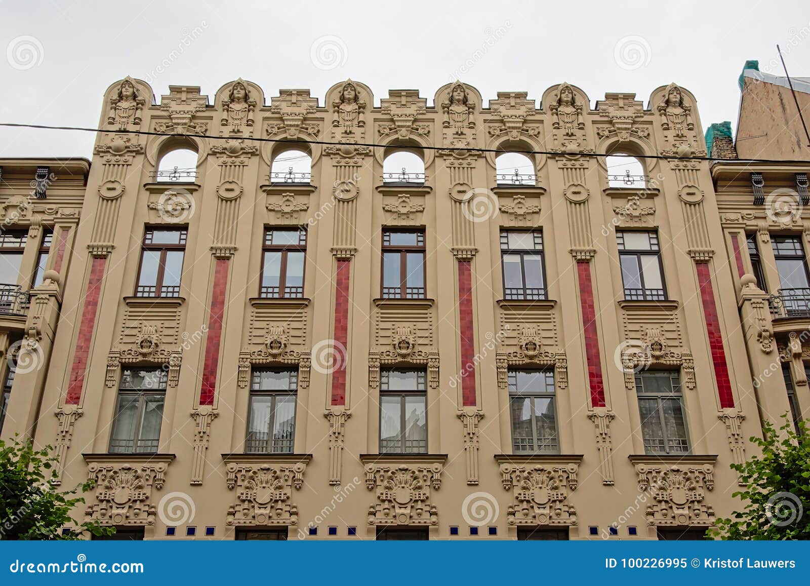 Art Deco Facade in Riga, Latvia Stock Image Image of flowers, facade