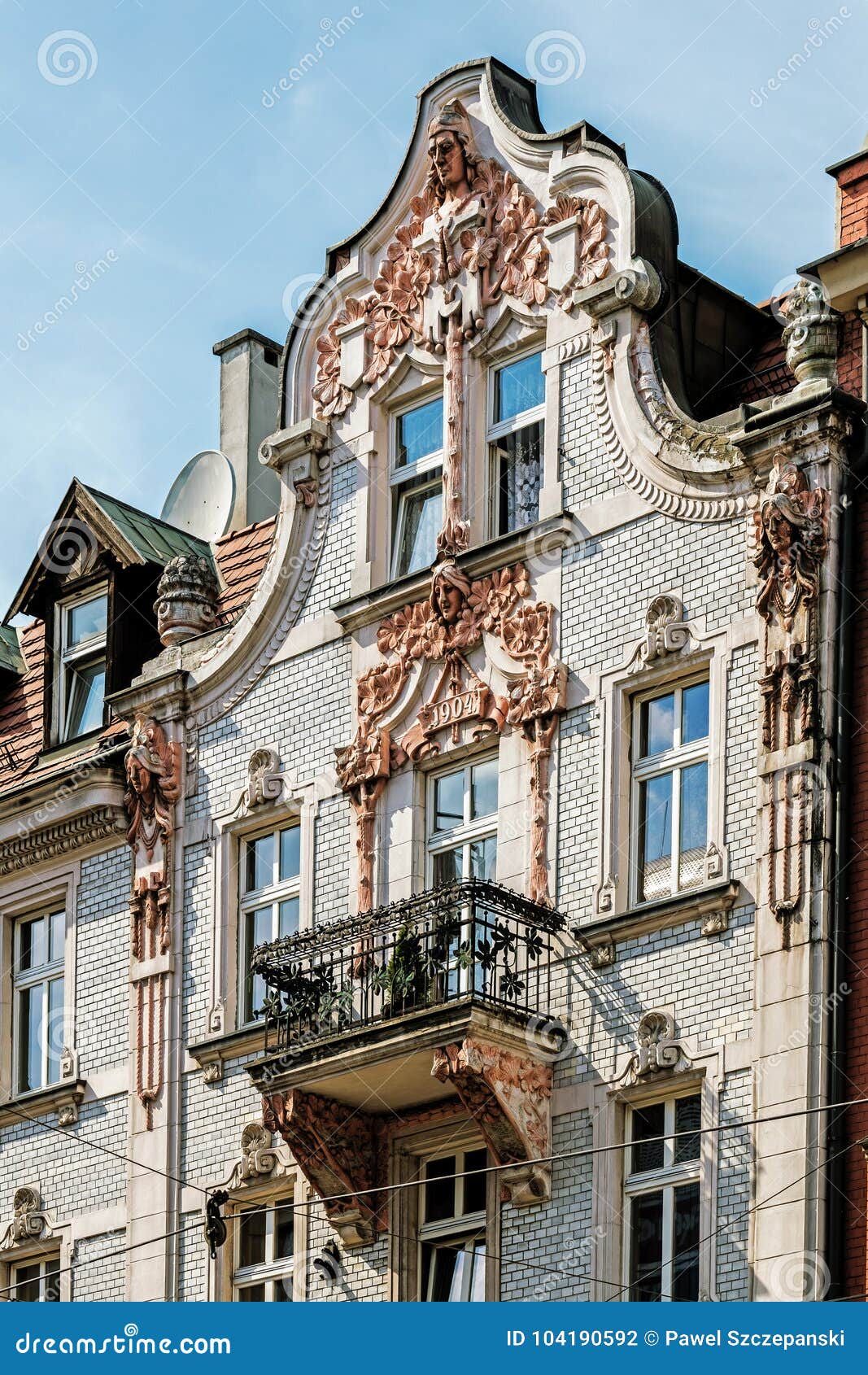 facade of a beautiful art noveau tenement