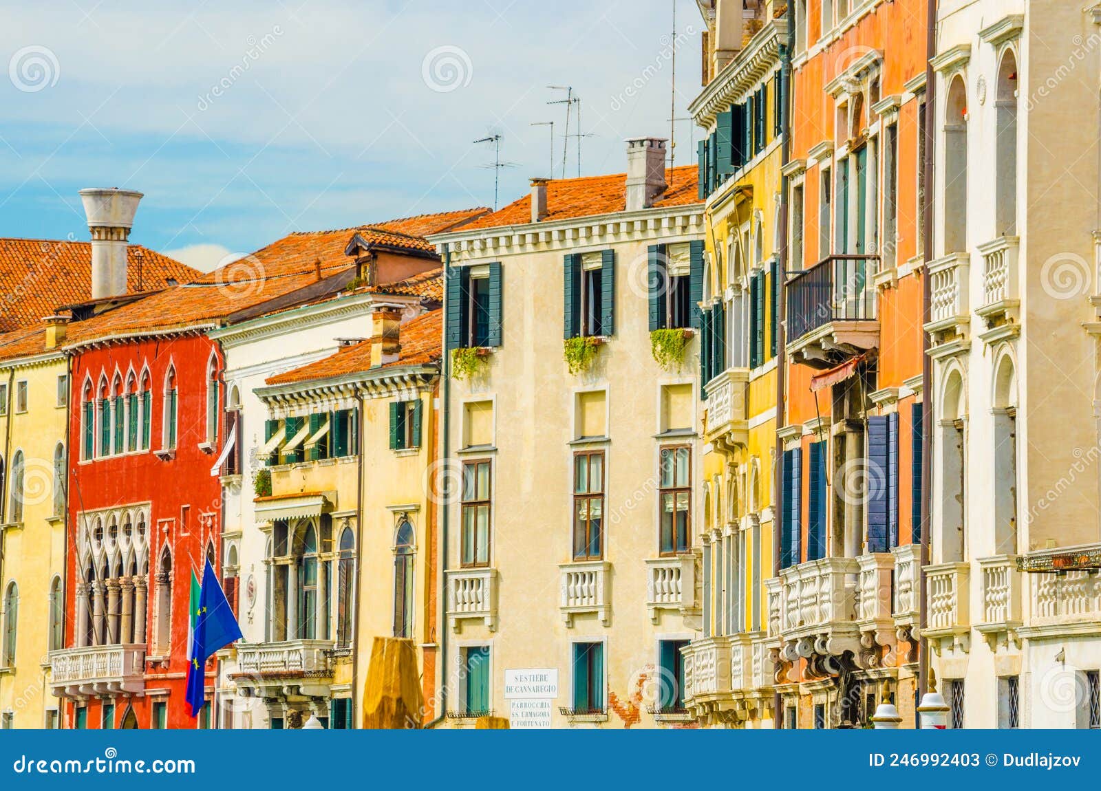 Facade of Buildings Alongside Grand Canal in Venice...IMAGE Stock Image