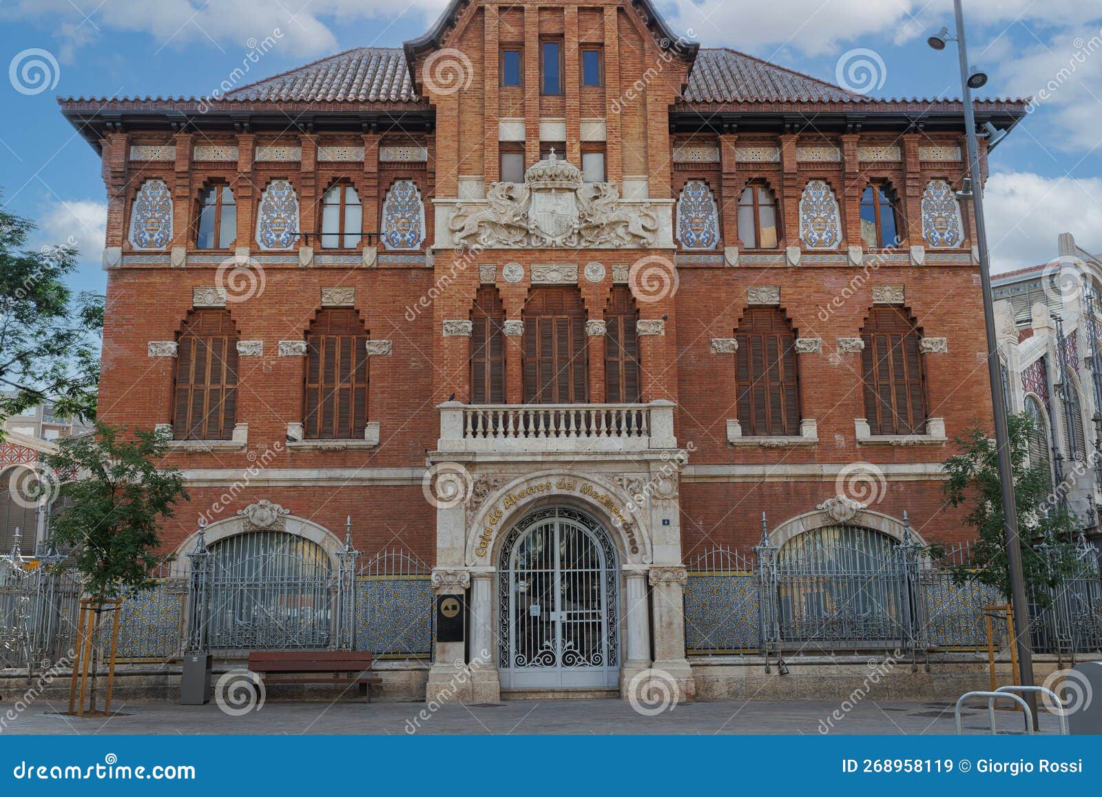 facade of caja de ahorros del mediterrÃÂ¡neo bank in valencia near mercado central, spain