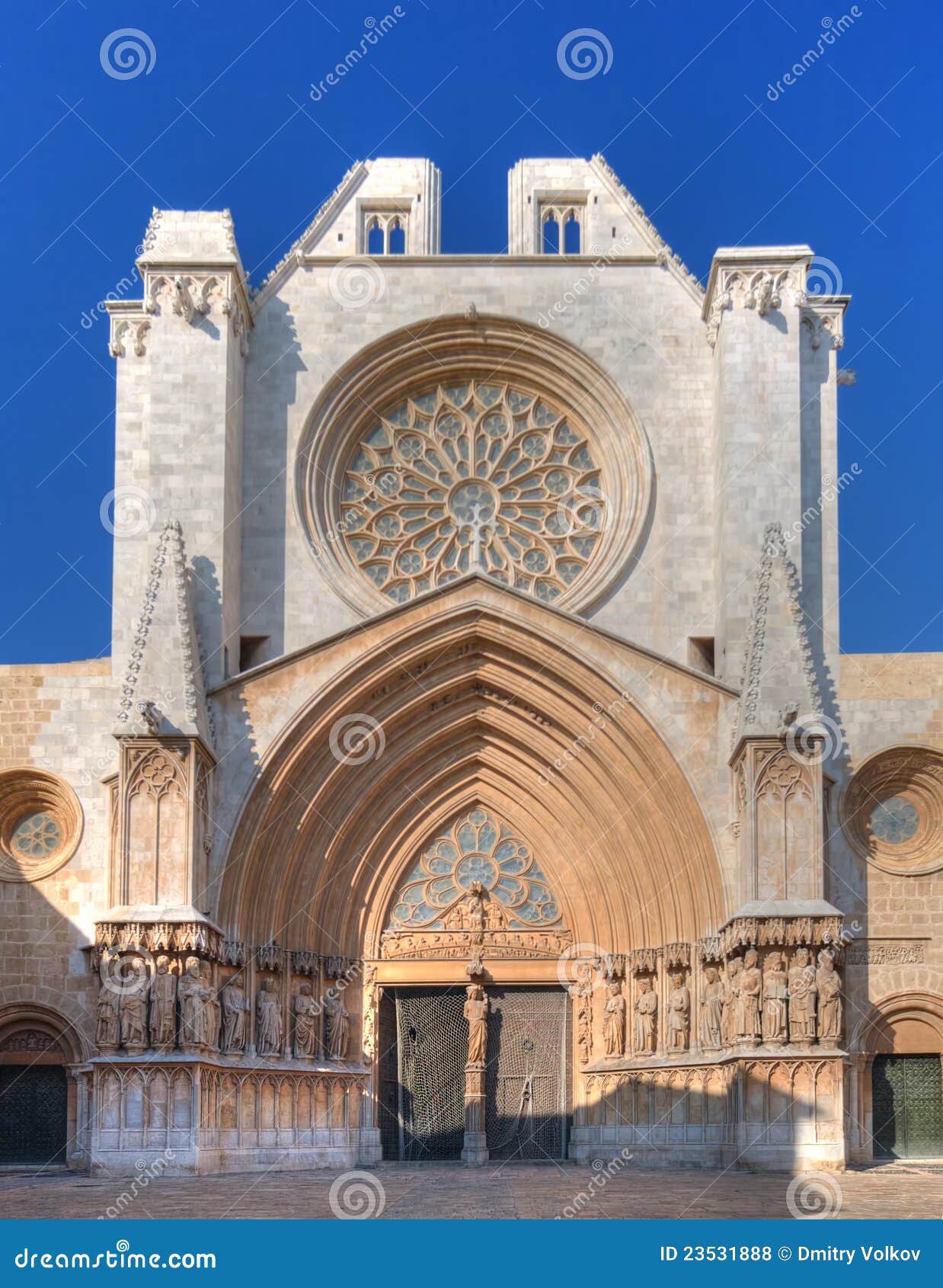 Facade of the Cathedral in Tarragona Stock Photo Image of sunlight
