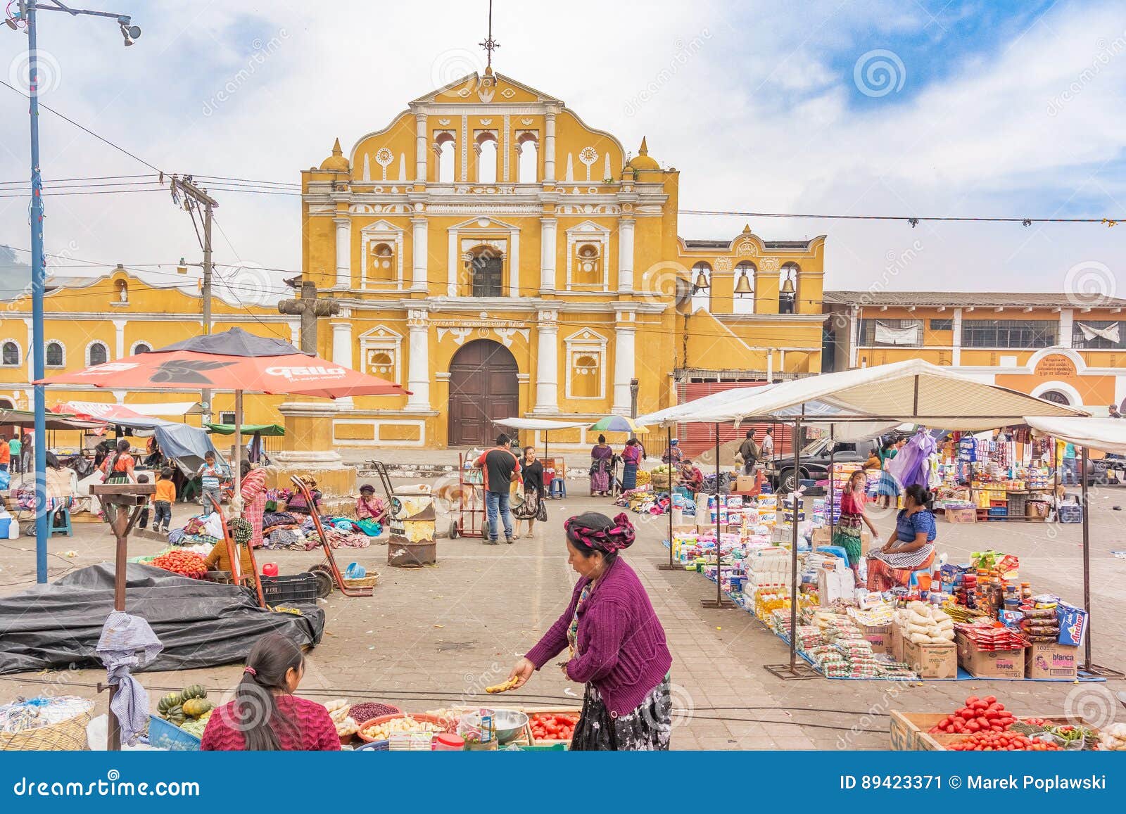 Facade of the Catholic Church of Santa Maria De Jesus in Guatemala.  Editorial Photo - Image of market, countryside: 89423371