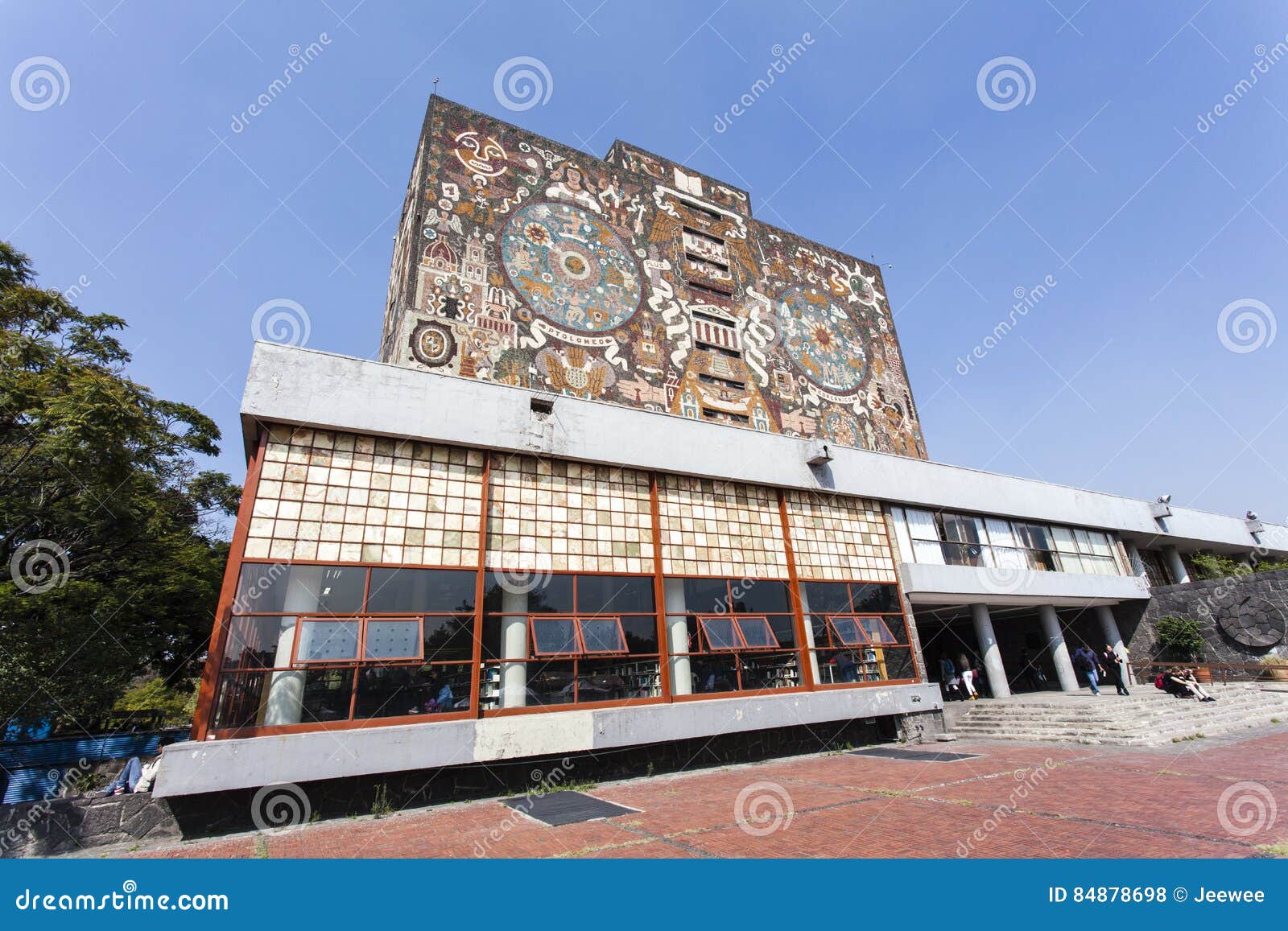 facade of the central library biblioteca central at the ciudad universitaria unam university in mexico city - mexico north am