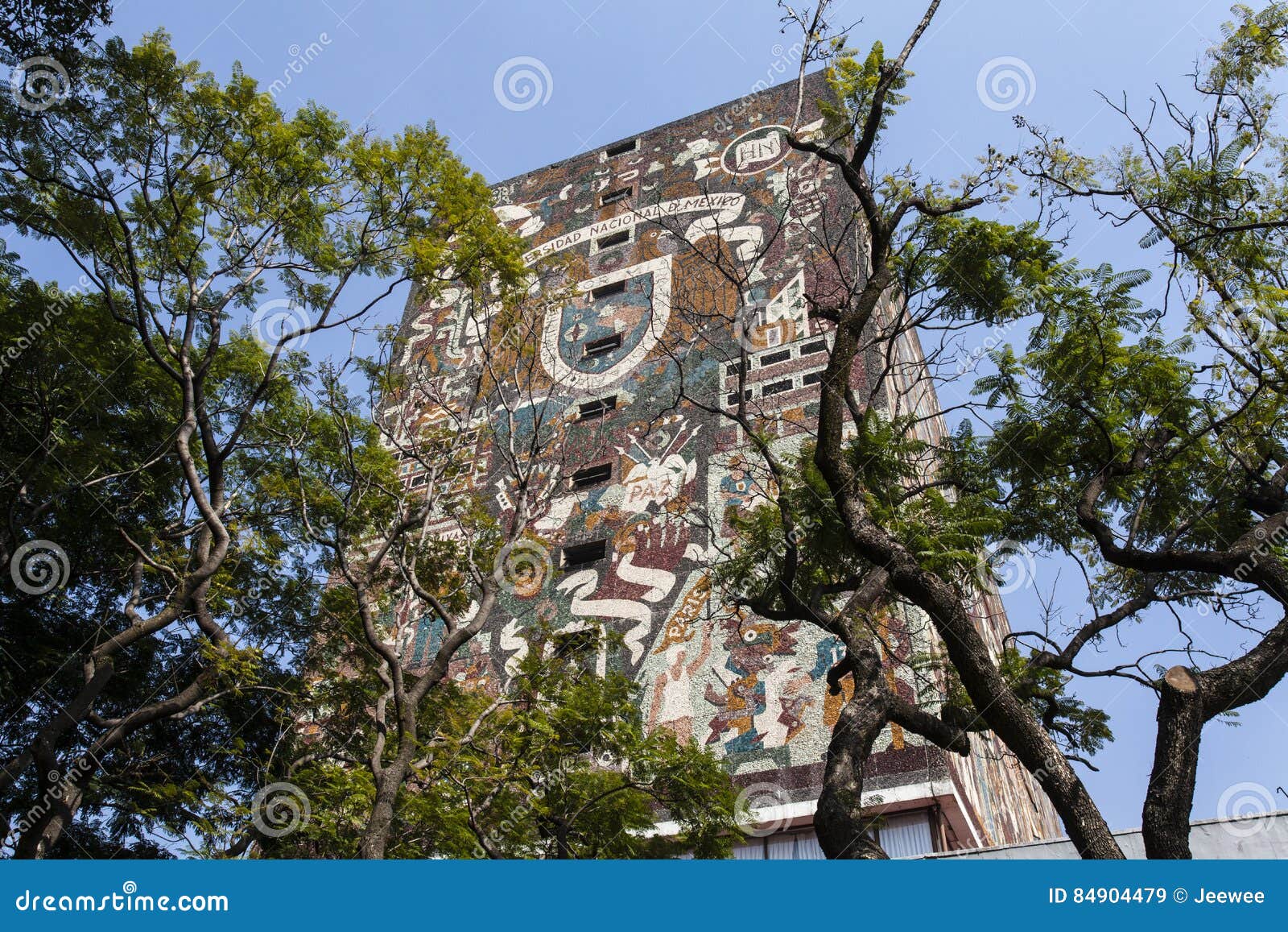 facade of the central library biblioteca central at the ciudad universitaria unam university in mexico city - mexico north am