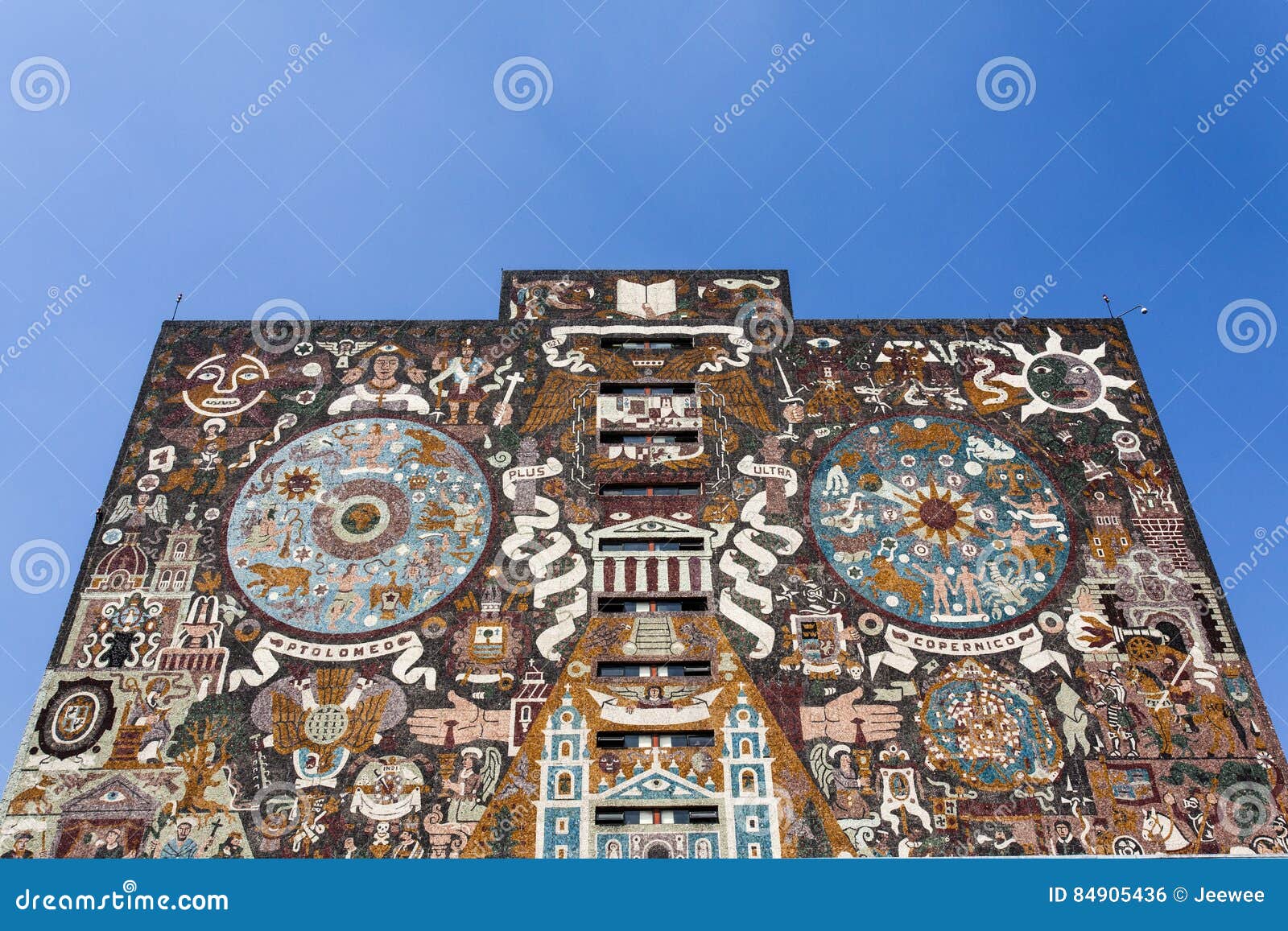 facade of the central library biblioteca central at the ciudad universitaria unam university in mexico city - mexico north am