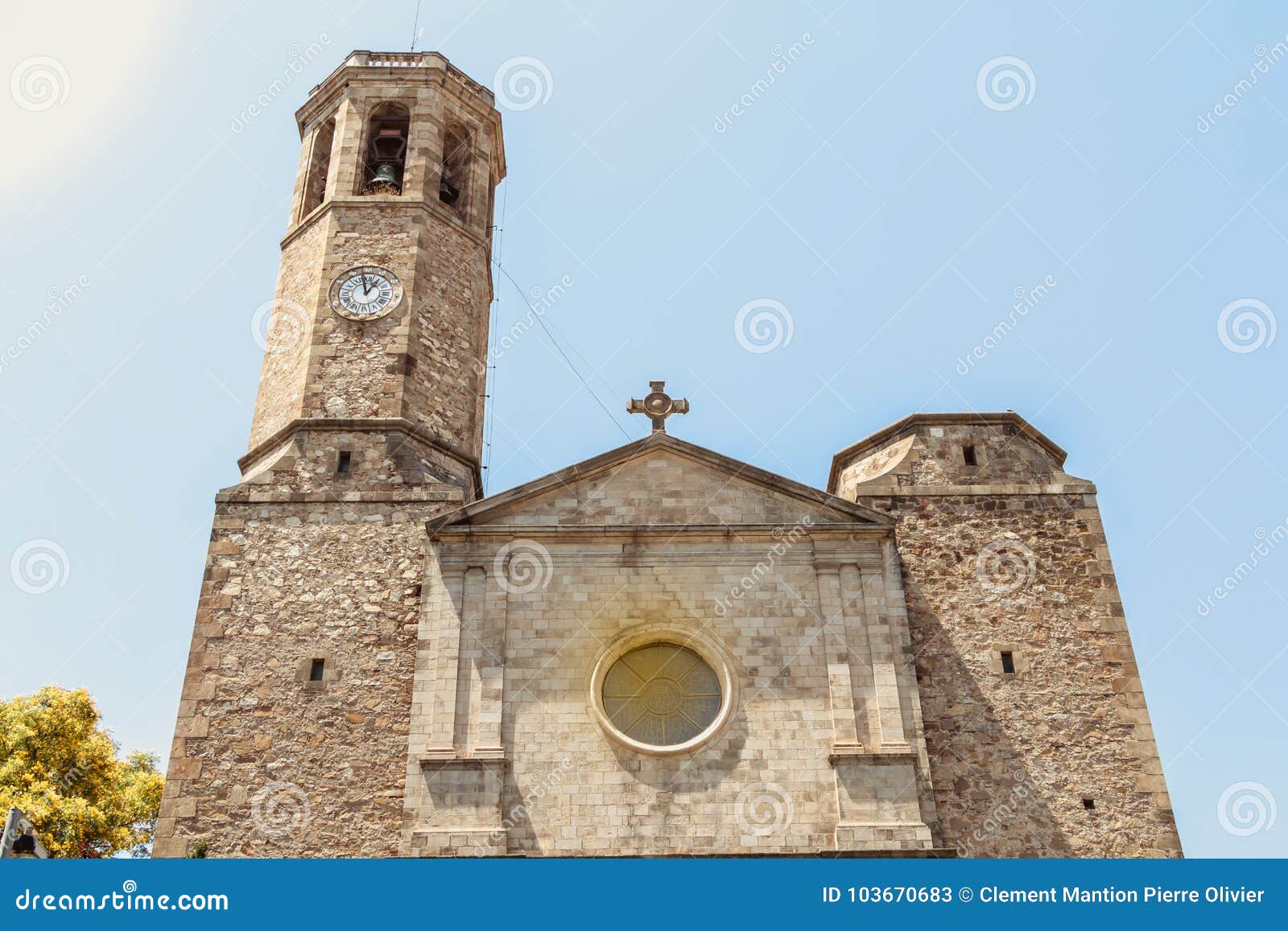 facade of the church of saint vincent de sarria in barcelona