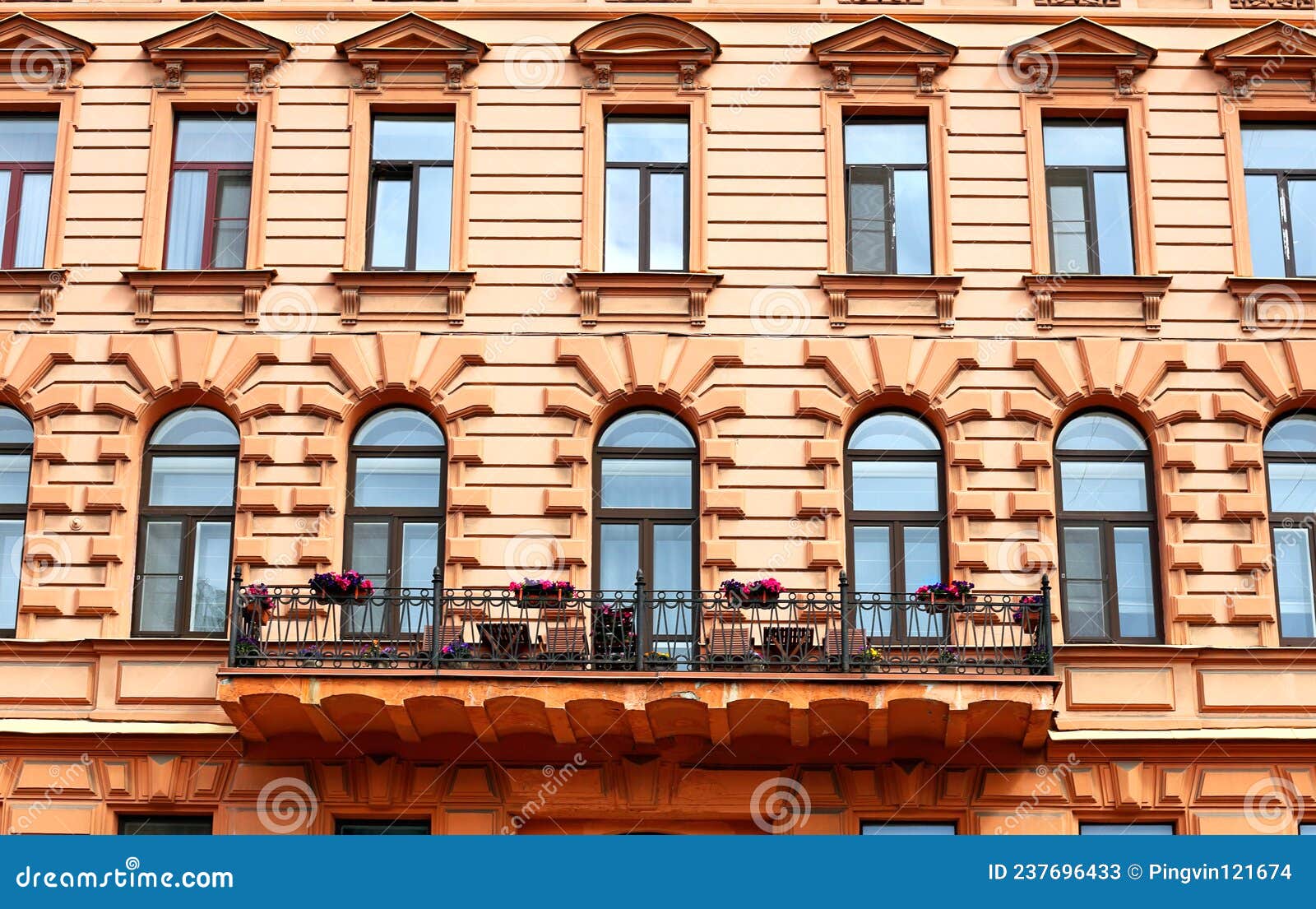 facade of classical building of rosa color