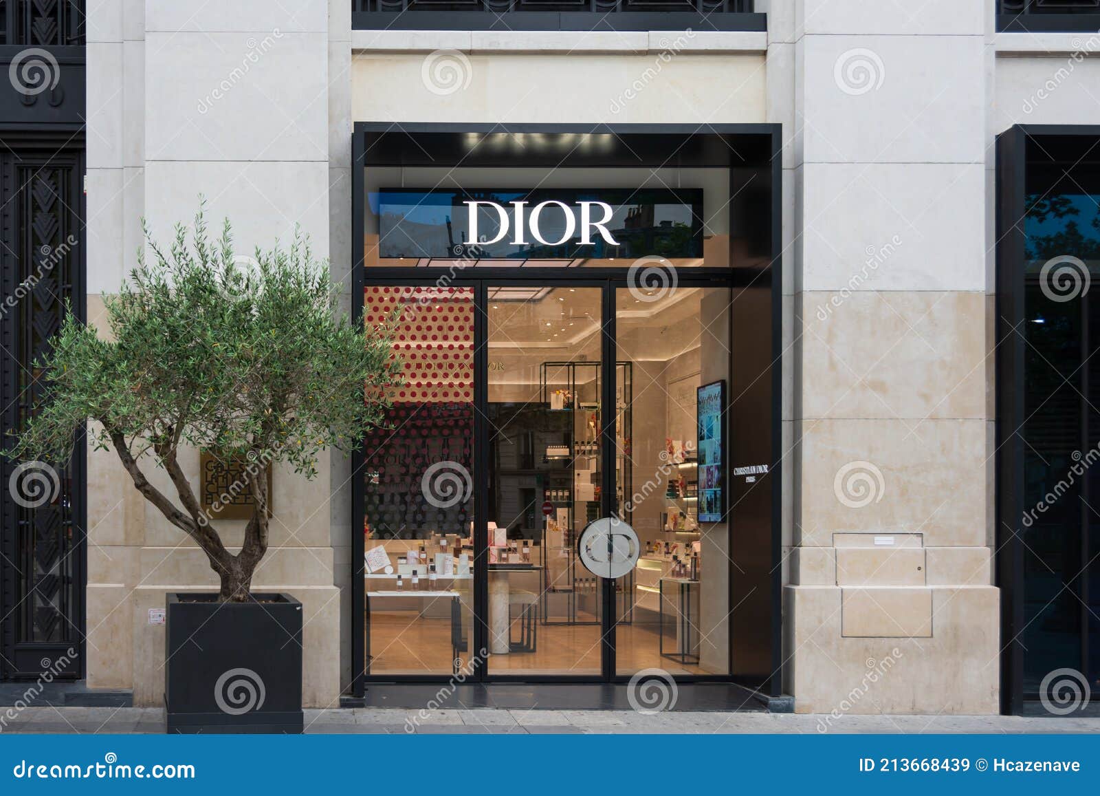 Facade of a Christian Dior fashion store, shop, in Paris, France