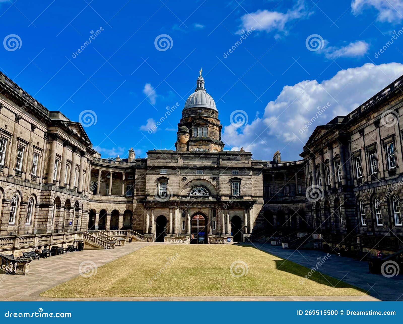 Facade of the Edinburgh Law School and the Yard in Front of it in