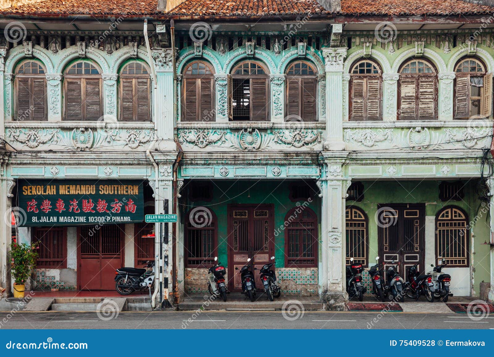 Facade Of The Heritage Building, Penang, Malaysia ...