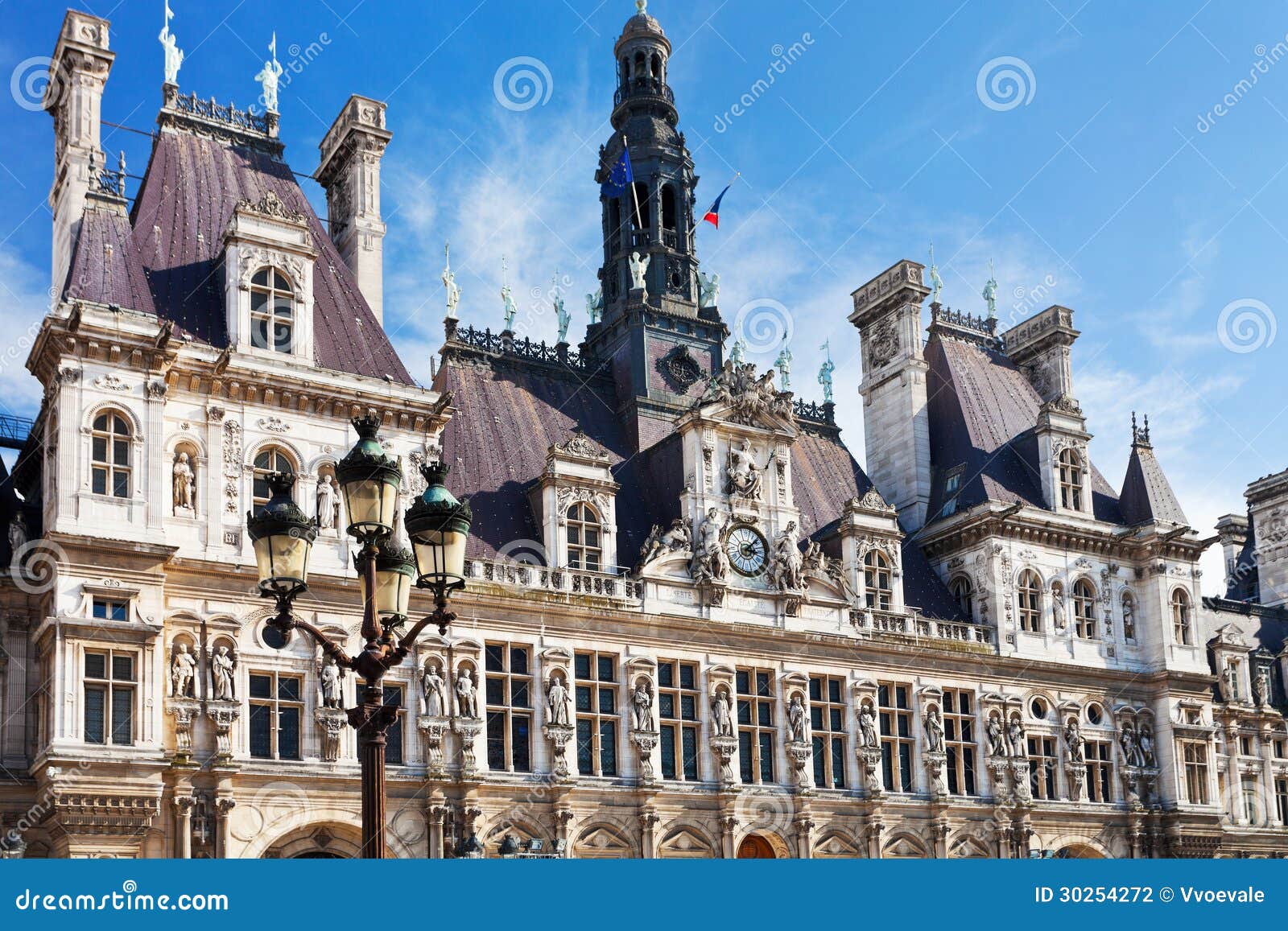 Facade of Hotel De Ville (City Hall) in Paris Stock Photo - Image of ...