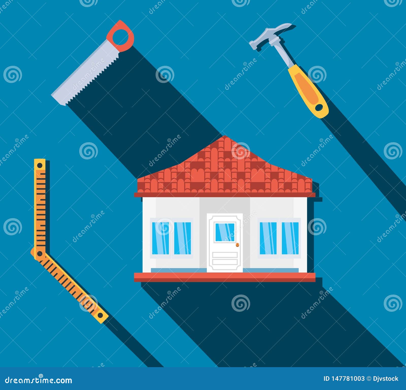 Facade of House Construction with Set Tools Stock Illustration Illustration of activity